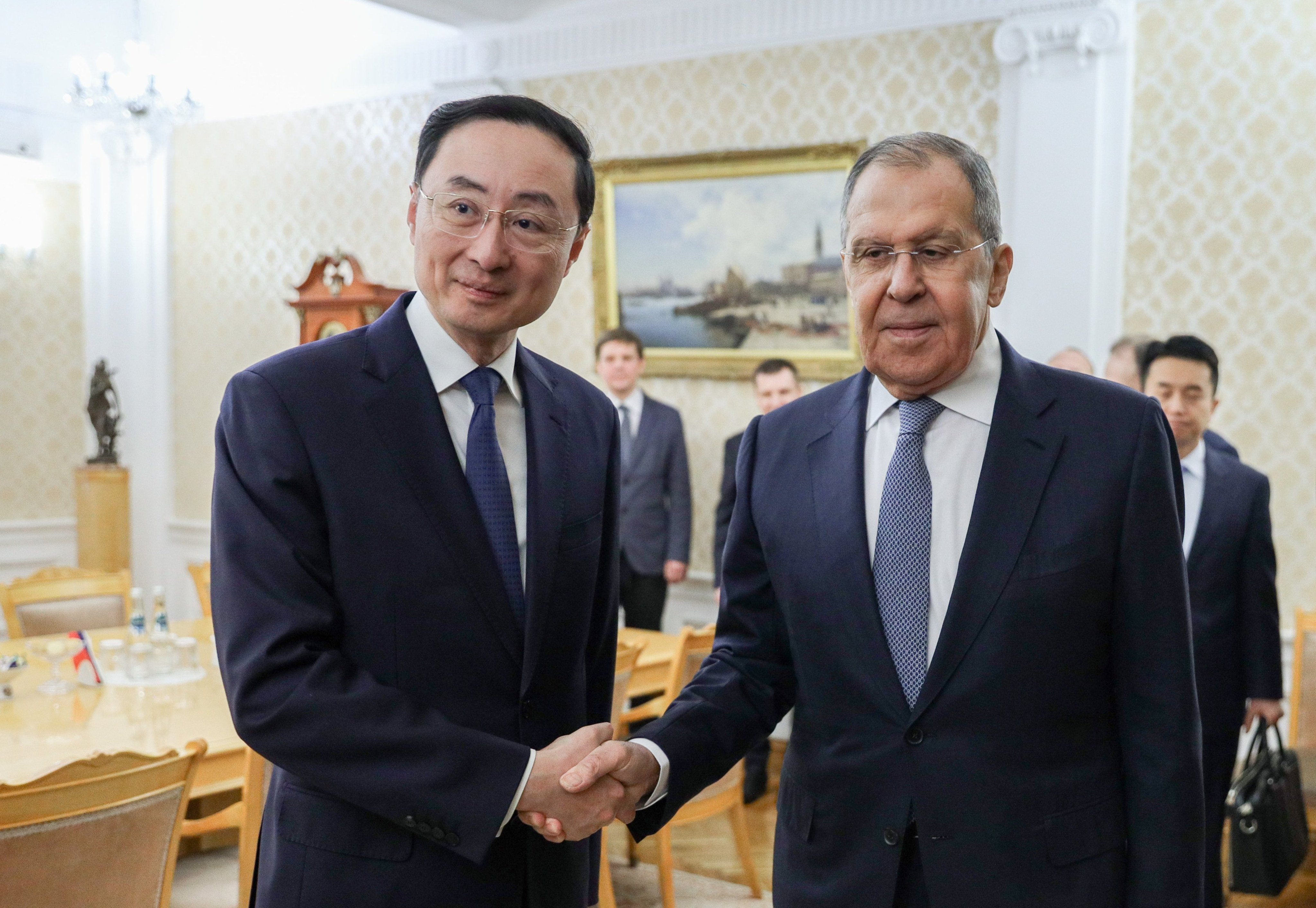 Russian Foreign Minister Sergey Lavrov receives Chinese foreign vice-minister Sun Weidong in Moscow on Monday. Photo: Russian foreign ministry