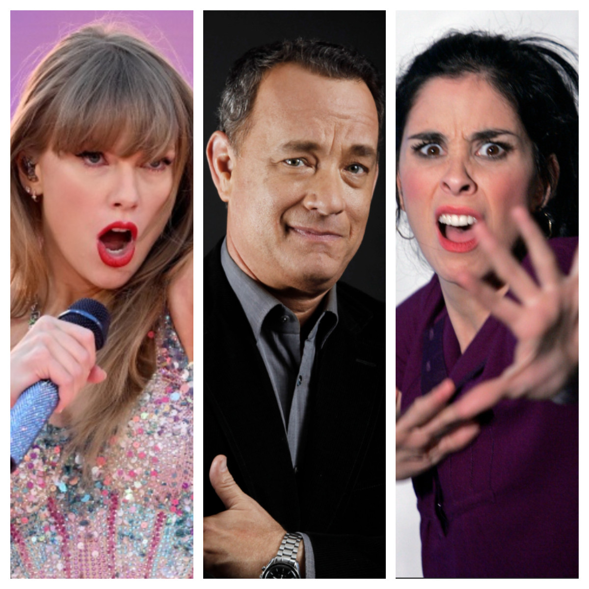 Taylor Swift, Tom Hanks and Sarah Silverman have all felt the effects of AI on their careers. Photos: AP