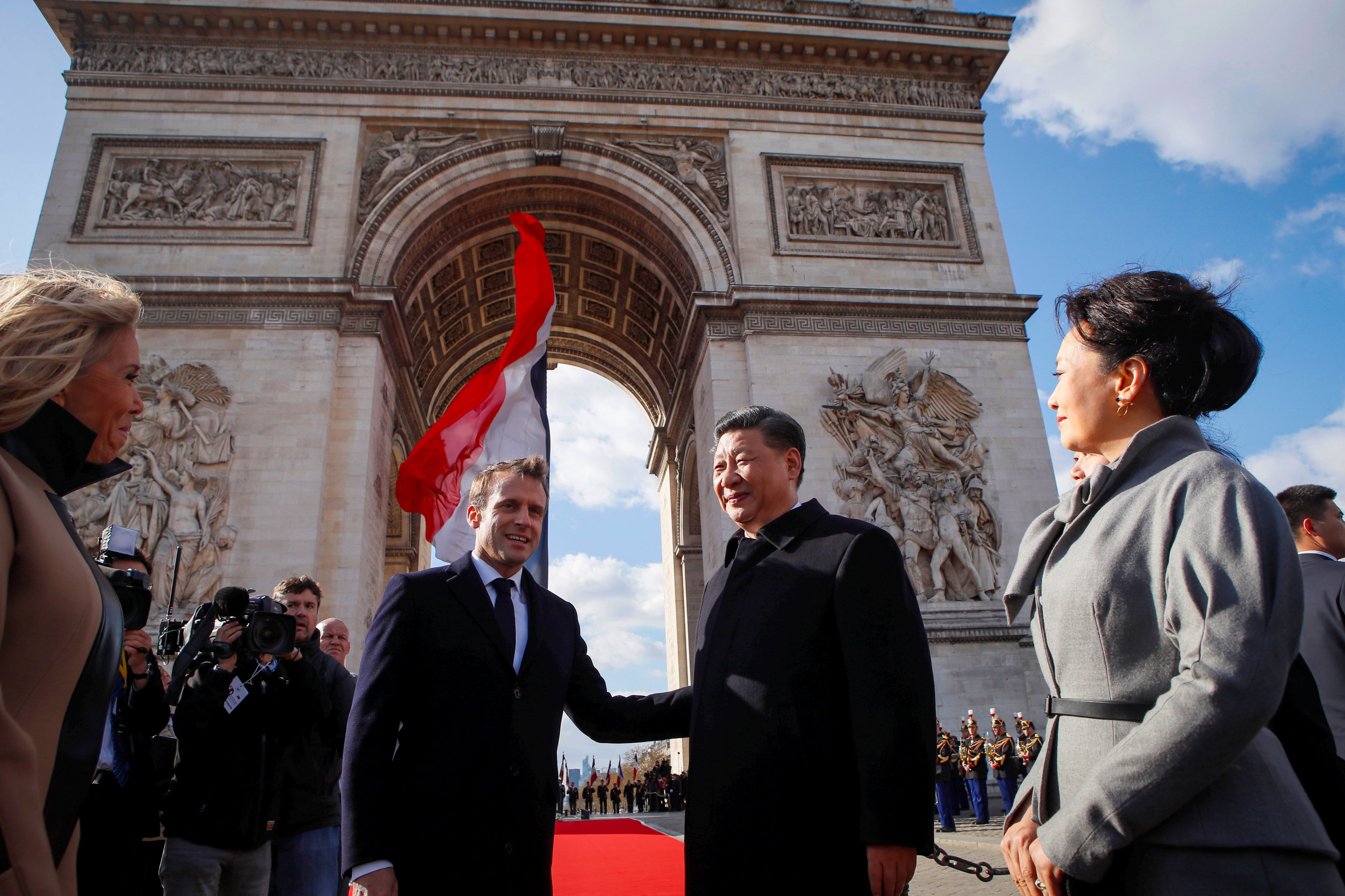 French President Emmanuel Macron meets Chinese President Xi Jinping at the Arc de Triomphe monument in March 2019. France is expected to be on the itinerary again when Xi visits Europe for the first time since the pandemic. Photo: Reuters