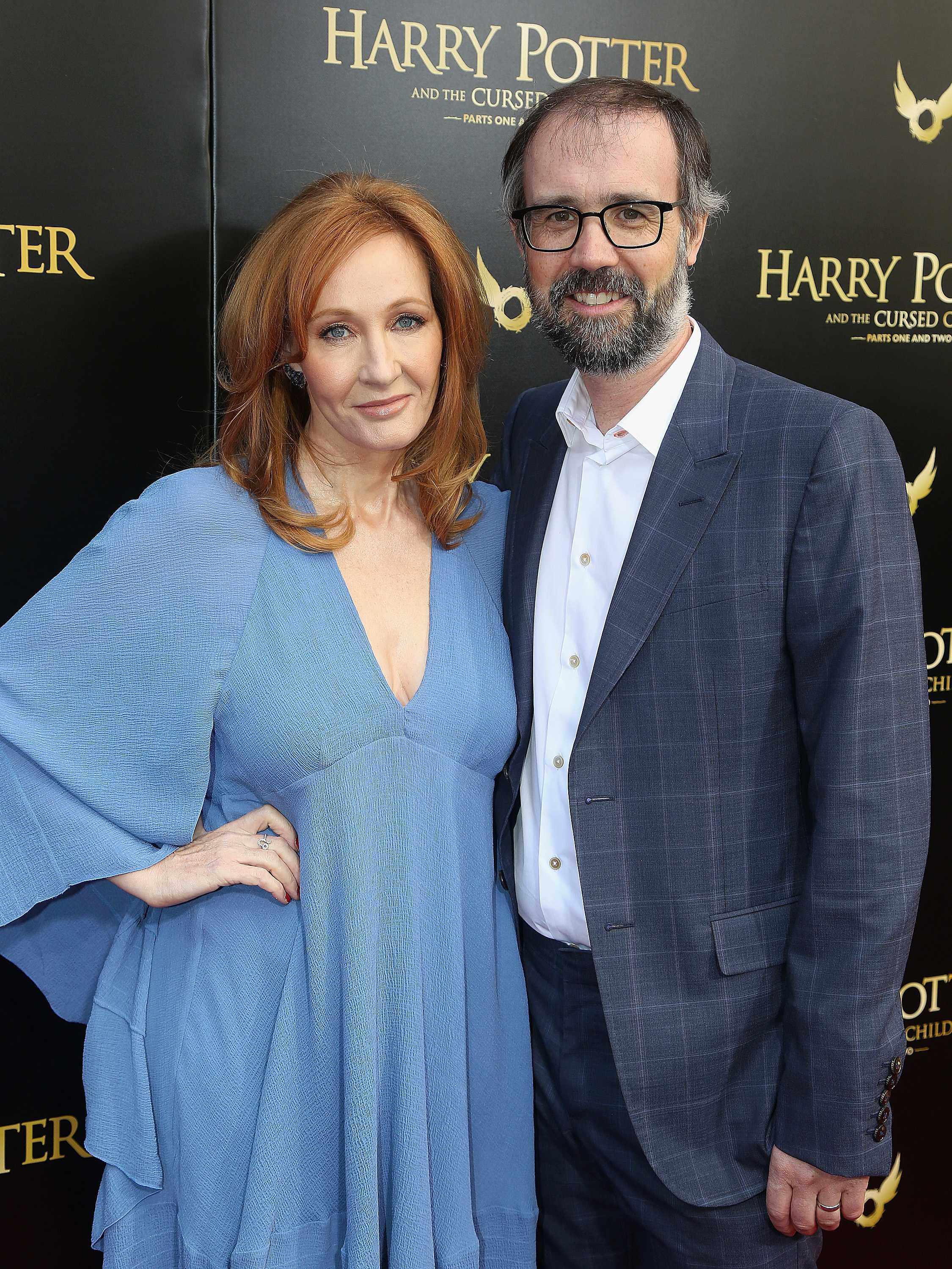 J.K. Rowling and her husband Neil Murray arrive at Harry Potter and The Cursed Child parts 1 and 2 on Broadway opening night at The Lyric Theatre in April 2018, in New York City. Photo: FilmMagic