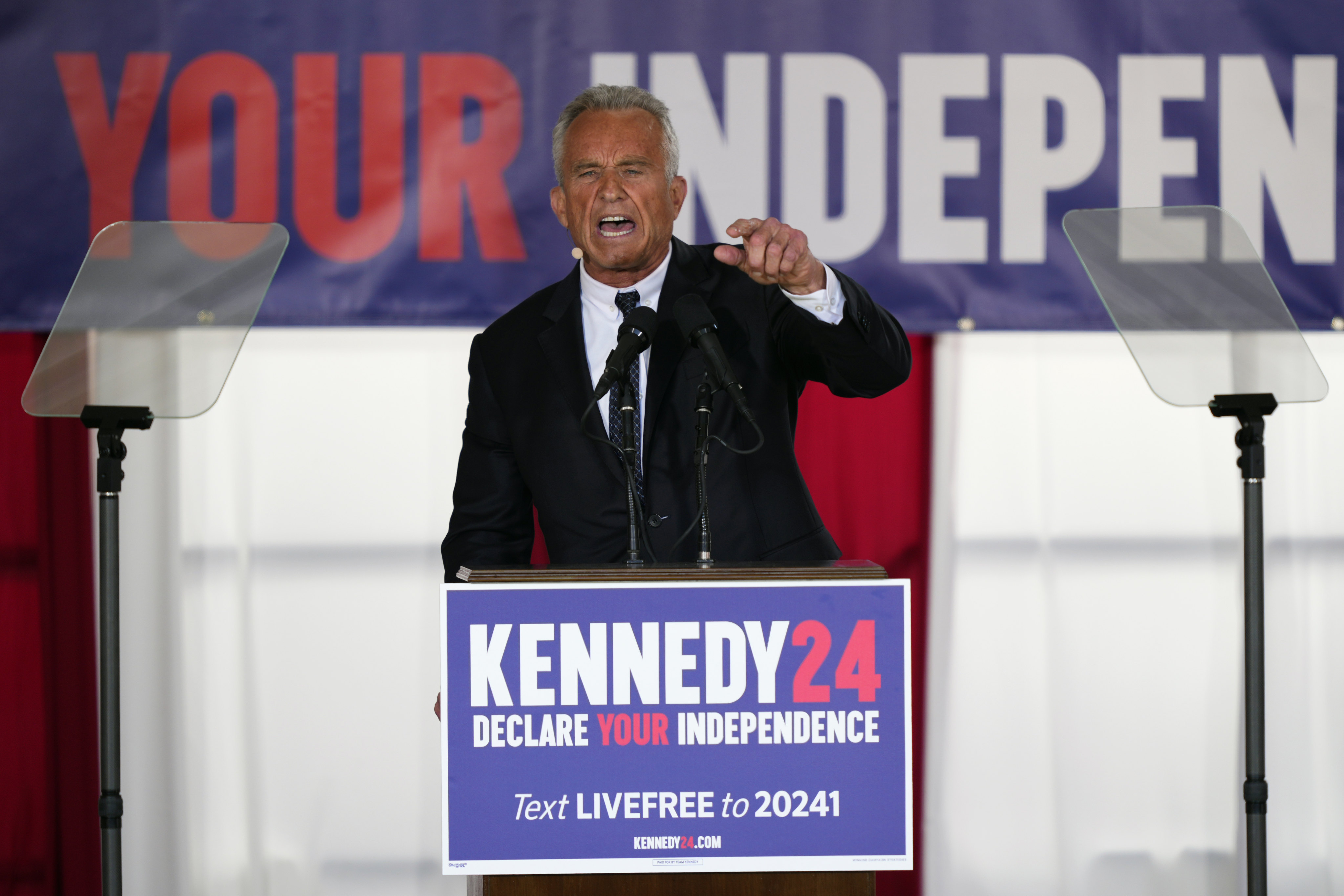 Presidential candidate Robert F. Kennedy Jnr speaks during a campaign event on October 9, 2023. Photo: AP