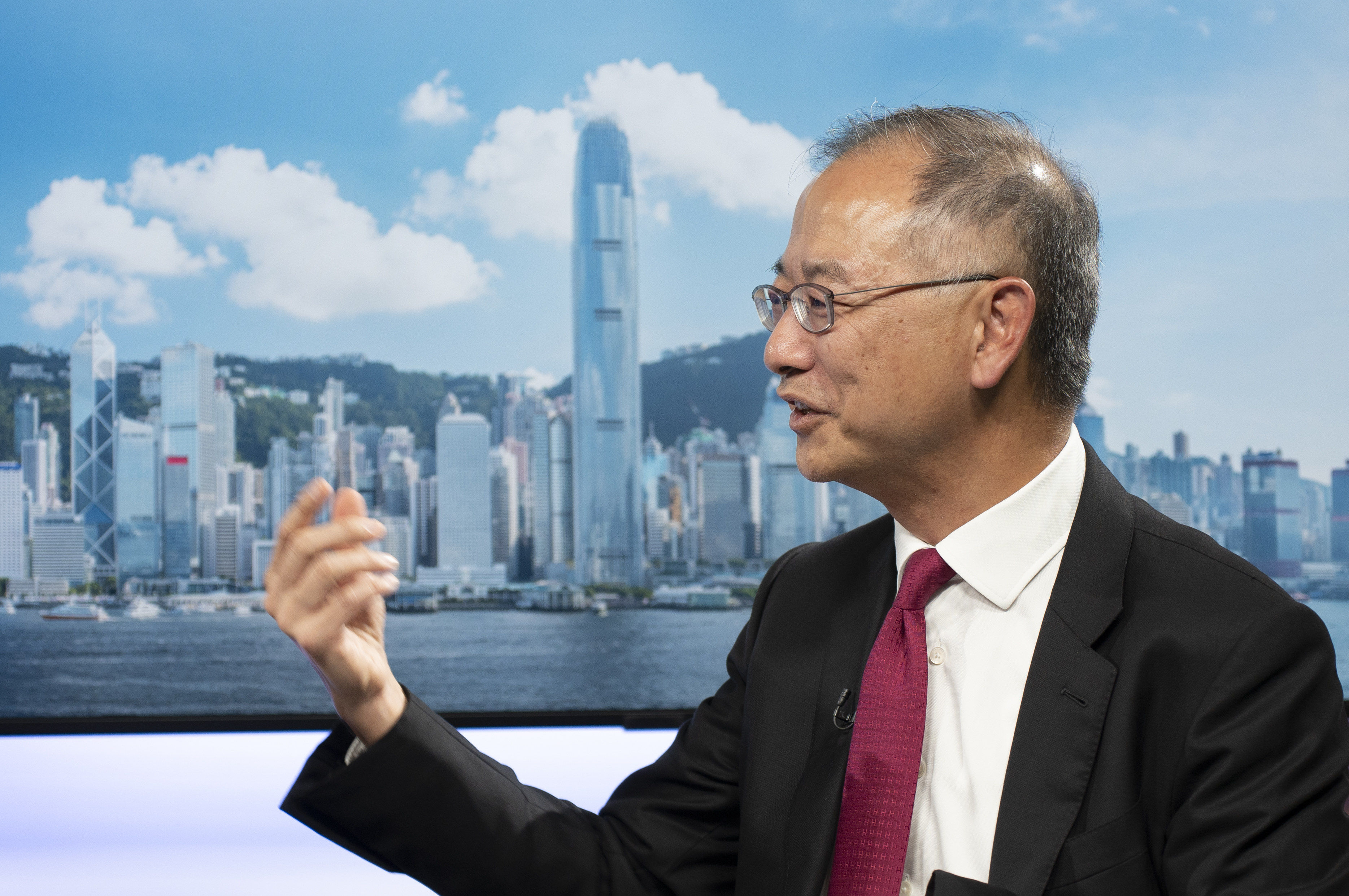 Eddie Yue Wai-man, CEO of the Hong Kong Monetary Authority (HKMA), speaks in an interview at the Post’s office in Causeway Bay on October 5, 2023. Photo: Nathan Tsui