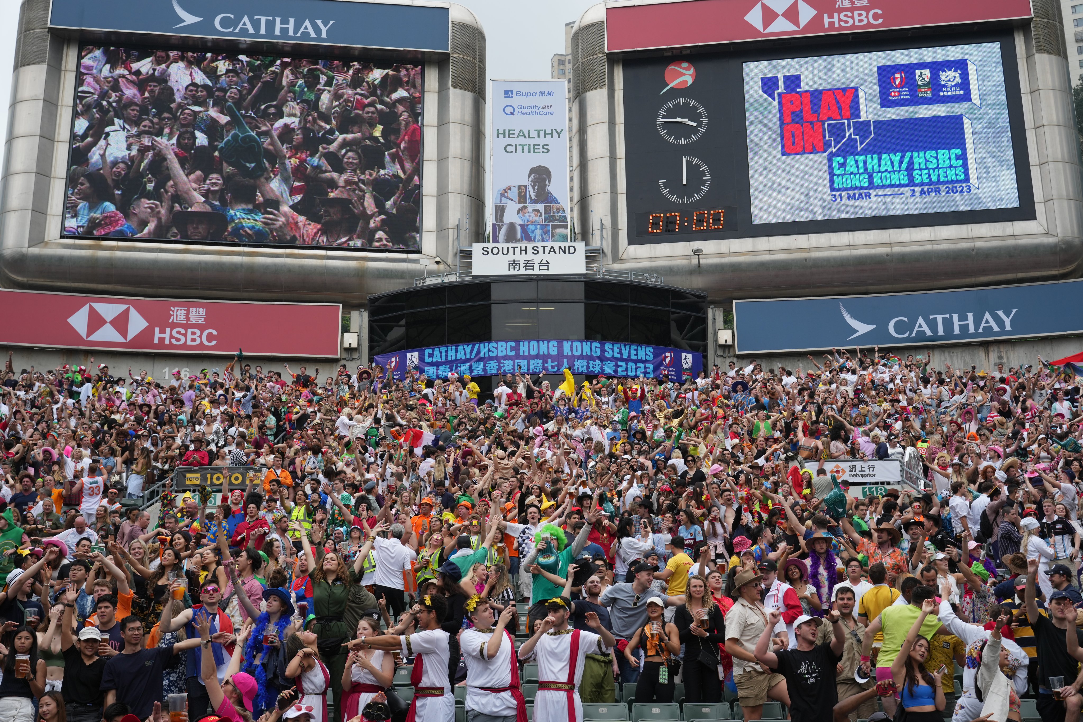 Fans at the Cathay/HSBC Hong Kong Sevens at Hong Kong Stadium on April 1, 2023. Photo: Sam Tsang