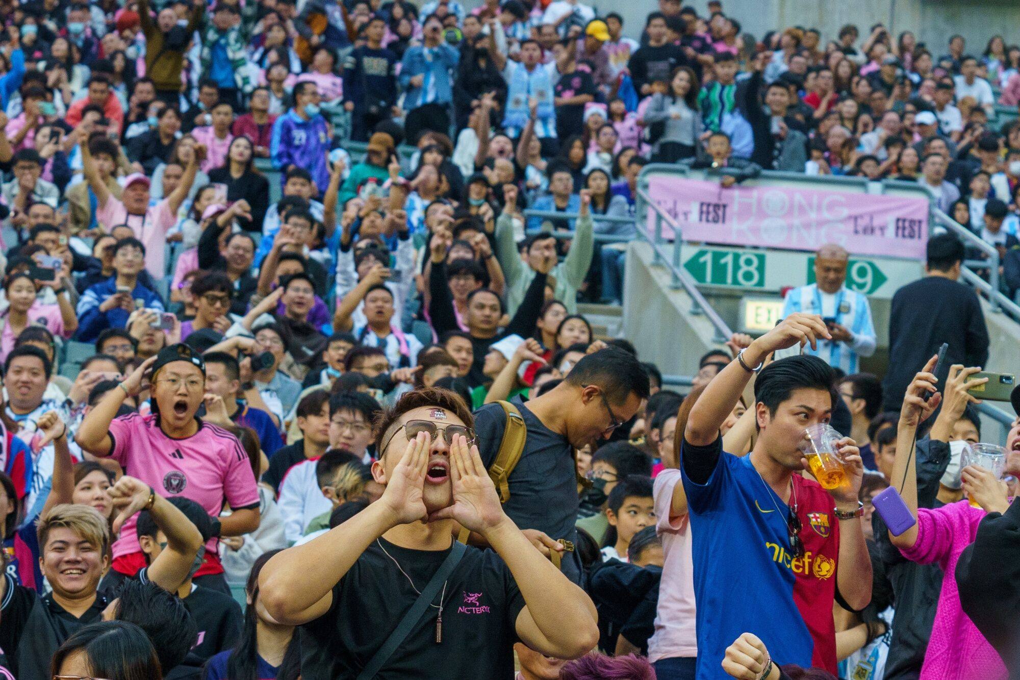 Spectators show their disapproval during Inter Miami’s match in Hong Kong last month. Photo: Bloomberg