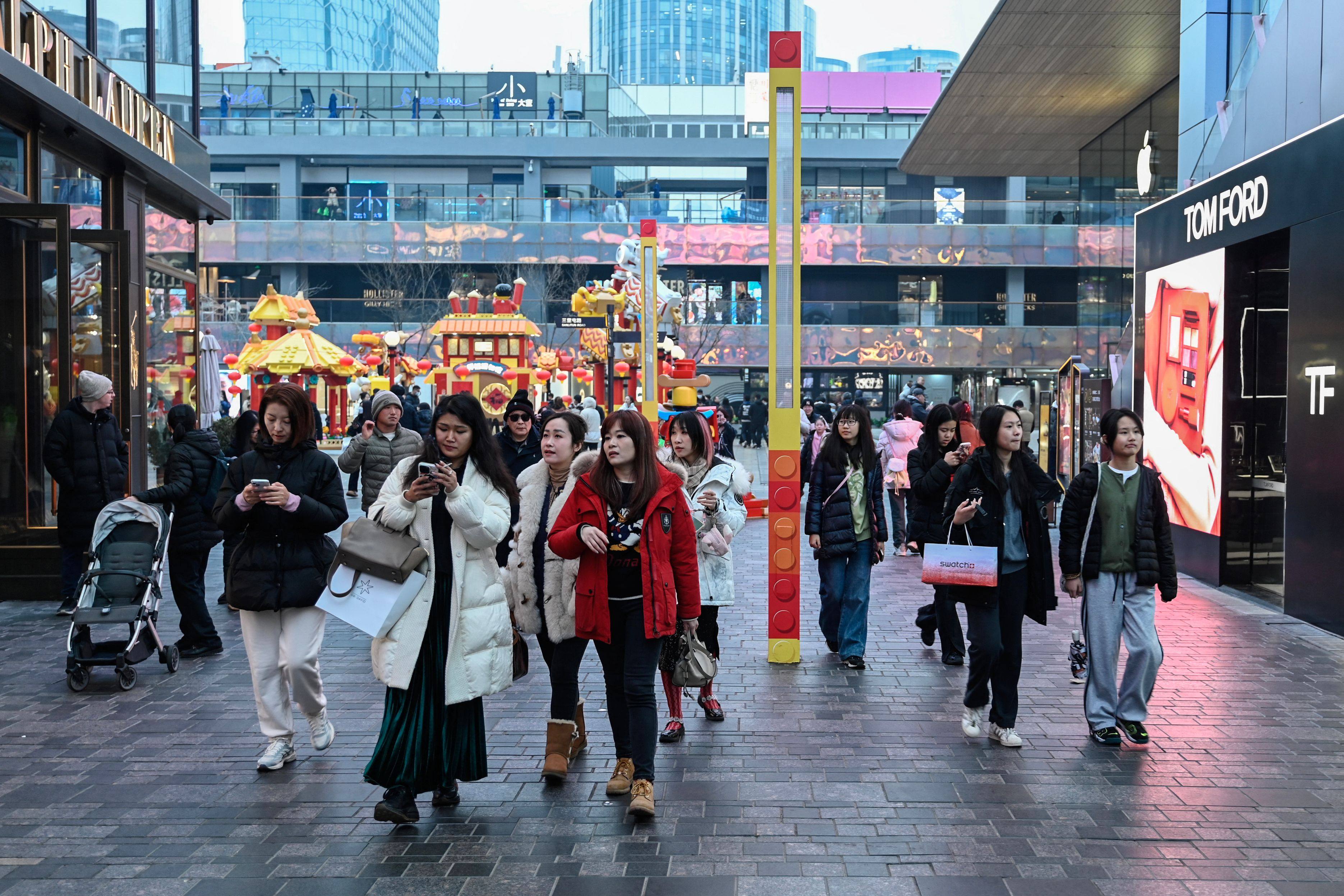 Consumption contributed 82.5 per cent of China’s gross domestic product last year, marking a 43.1 percentage point increase from a year earlier, according to the National Bureau of Statistics. Photo: AFP