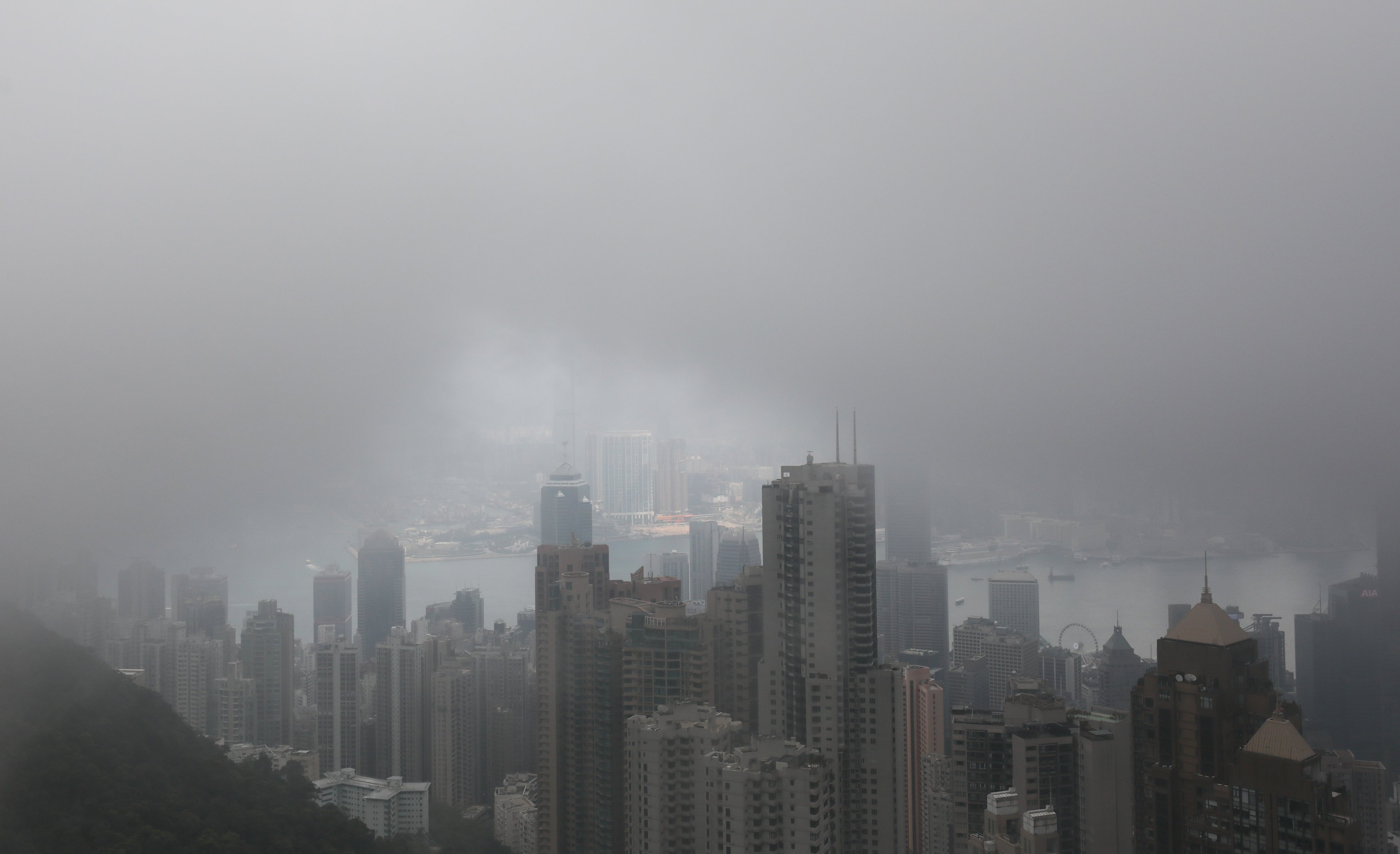 A foggy day on The Peak. Humidity reached 100 per cent on Tuesday. Photo: Xiaomei Chen