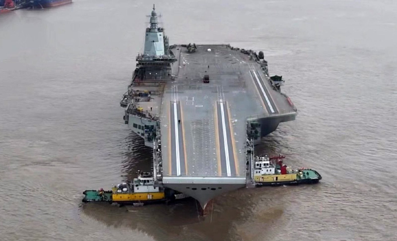 The Fujian, China’s third and most advanced carrier to date, is awaiting sea trials. Photo: CCTV