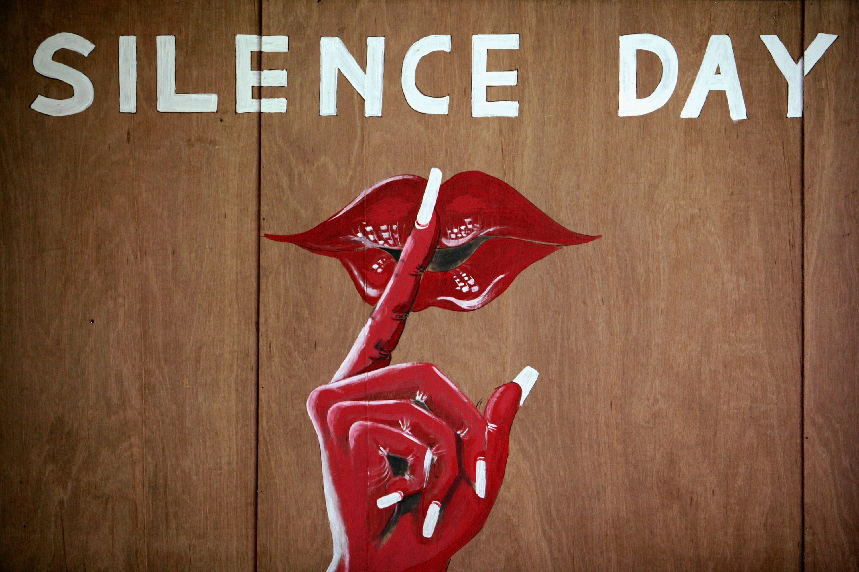 A drawing in a coffee shop inside a hotel on Kuta’s Legian Street reminds tourists to respect Nyepi, Bali’s Hindu Day of Silence. Photo: Getty Images