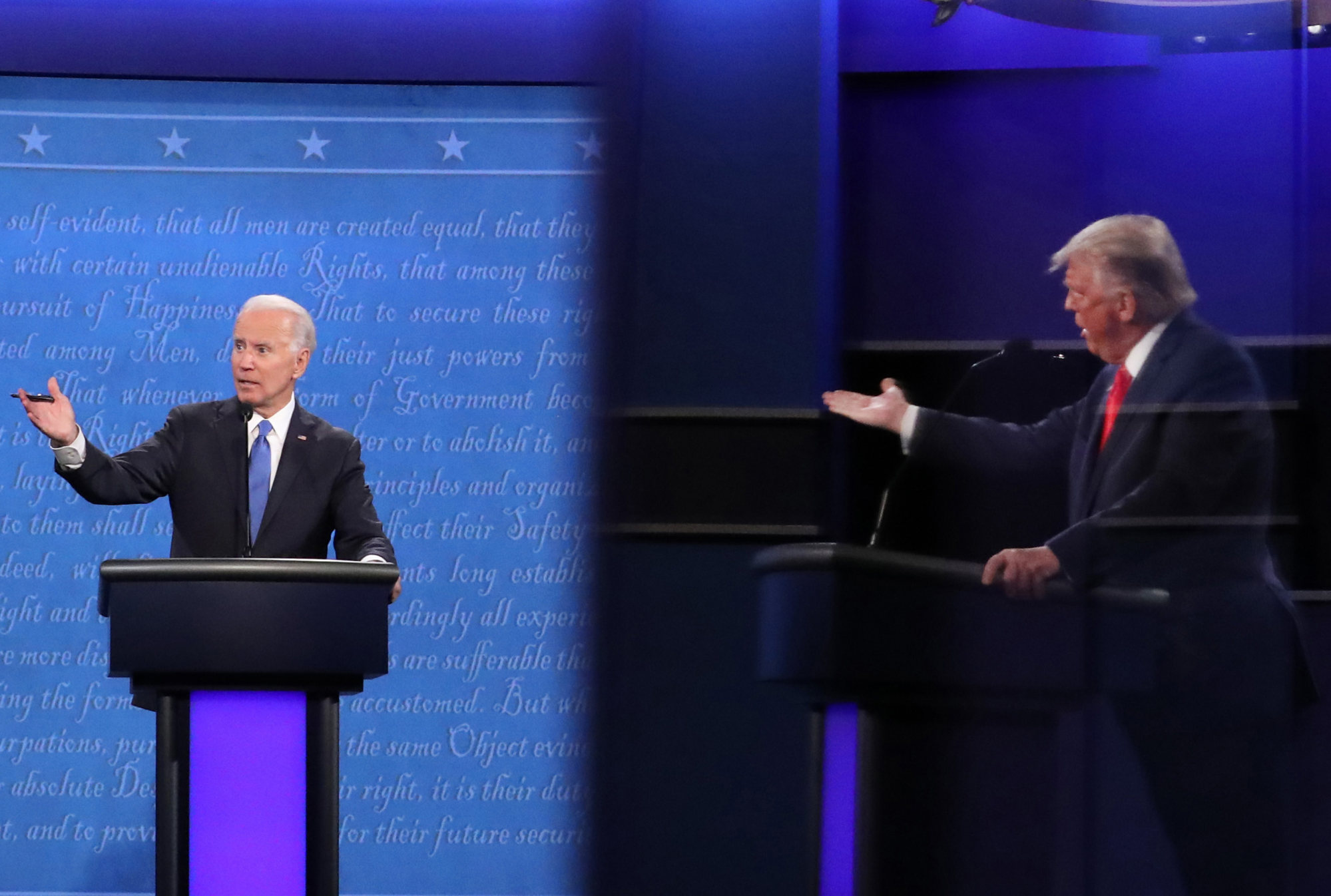 Joe Biden and then-US President Donald Trump debating in 2020. File photo: TNS