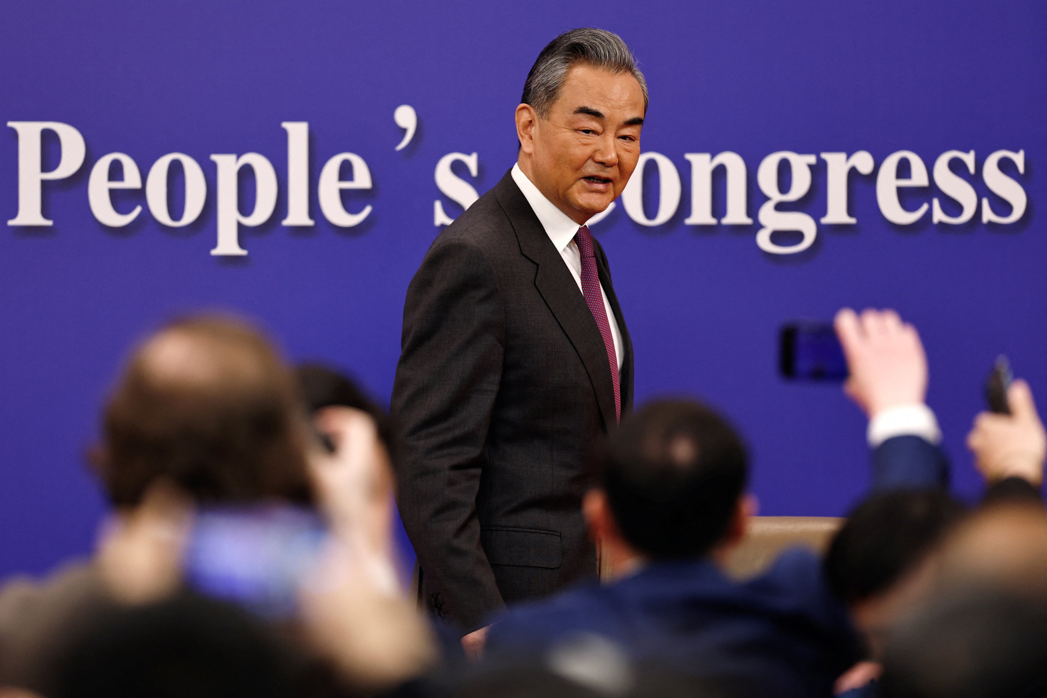 Chinese Foreign Minister Wang Yi speaks to journalists at a press conference on the sidelines of the National People’s Congress meeting in Beijing on Thursday. Photo: Reuters