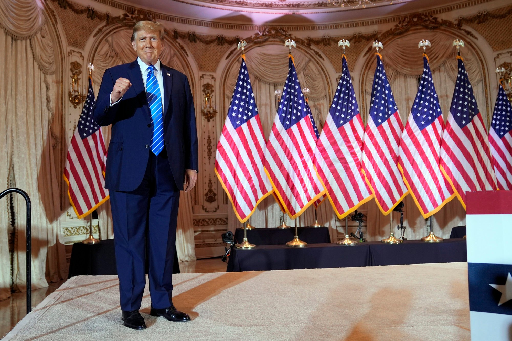 Donald Trump at a Super Tuesday election night party at Mar-a-Lago in Palm Beach, Florida. Photo: AP