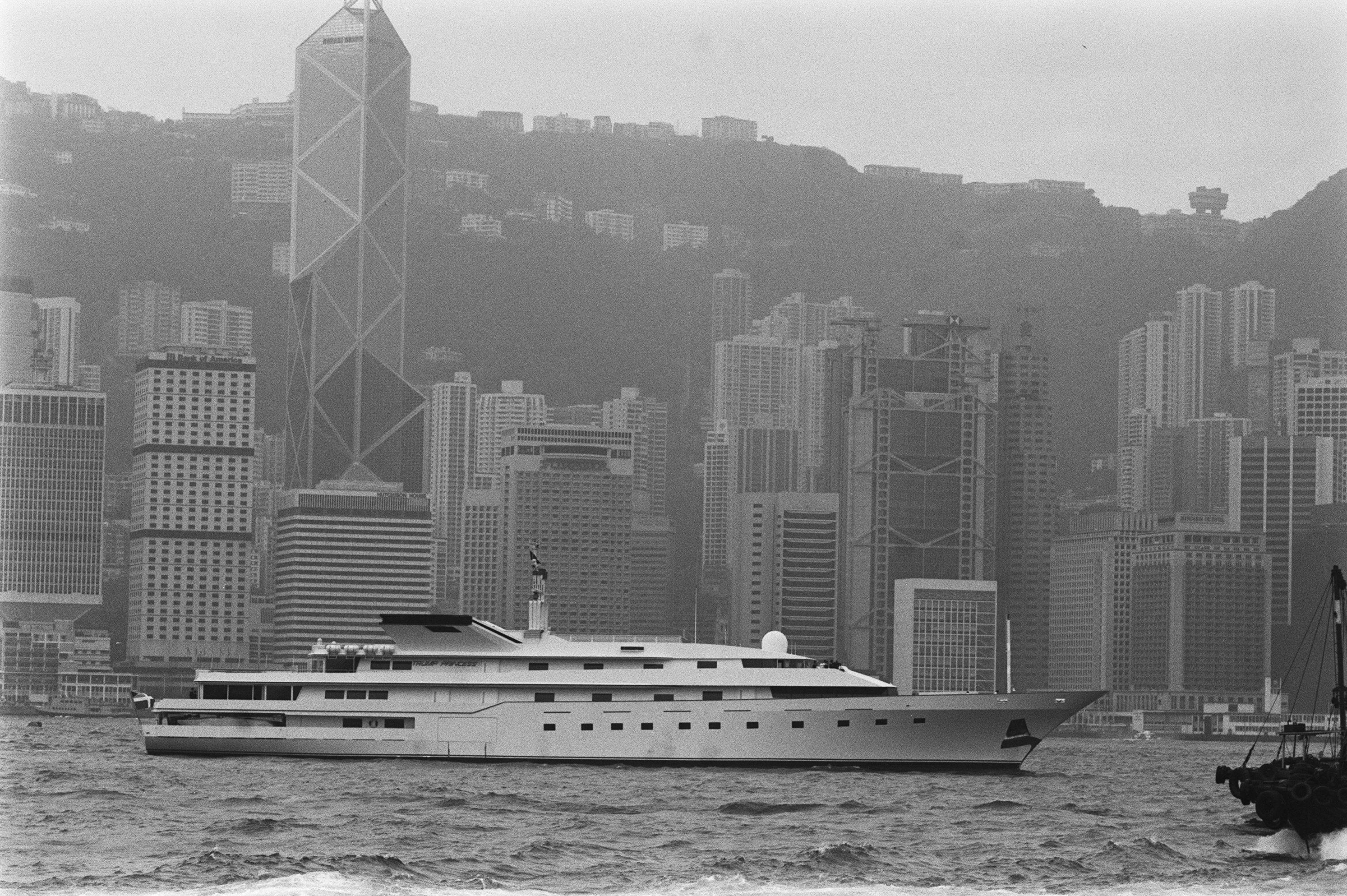 The Trump Princess crossing Victoria Harbour in 1990, when future US president Donald Trump tried to sell the yacht in Hong Kong for US$115 million. He had paid the Sultan of Brunei US$30 million for the vessel three years earlier. Photo: Robert Ng
