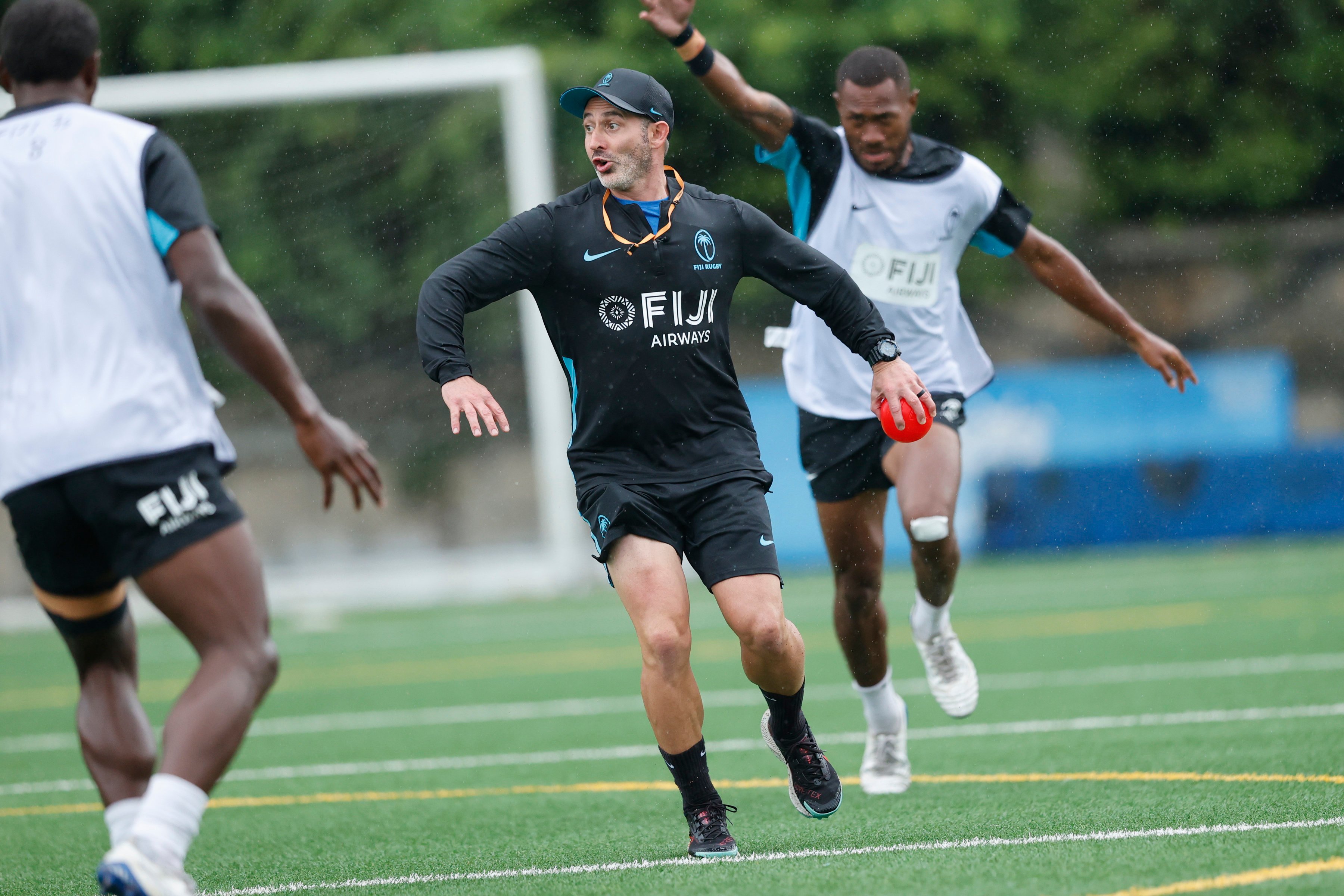 Ben Gollings, seen training with Fiji before the 2022 Hong Kong Sevens, will not be in charge for next month’s showcase. Photo: KLC fotos for World Rugby