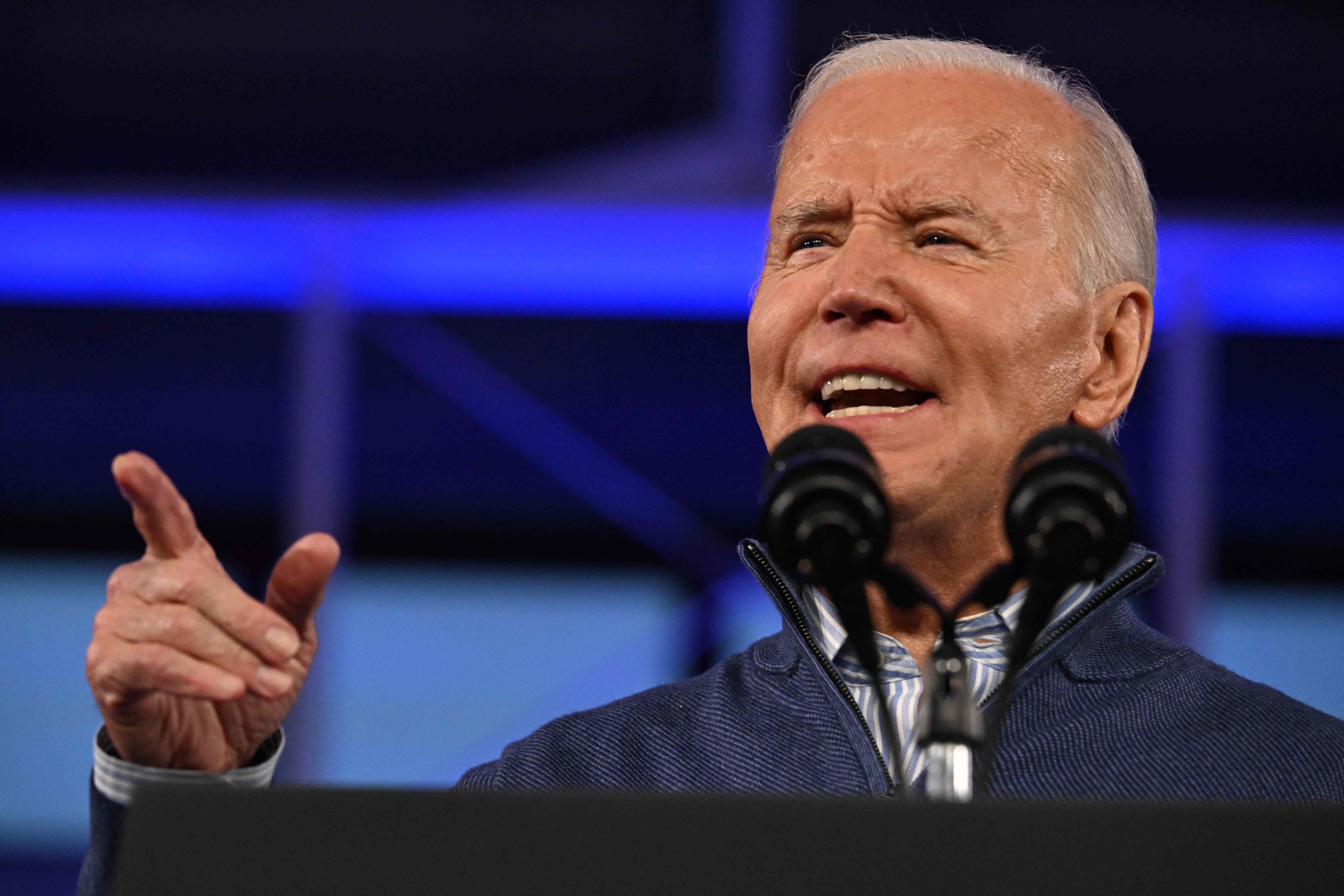 US President Joe Biden, who seeks re-election in November, speaks at a campaign event in Philadelphia, Pennsylvania, on Friday. Photo: AFP