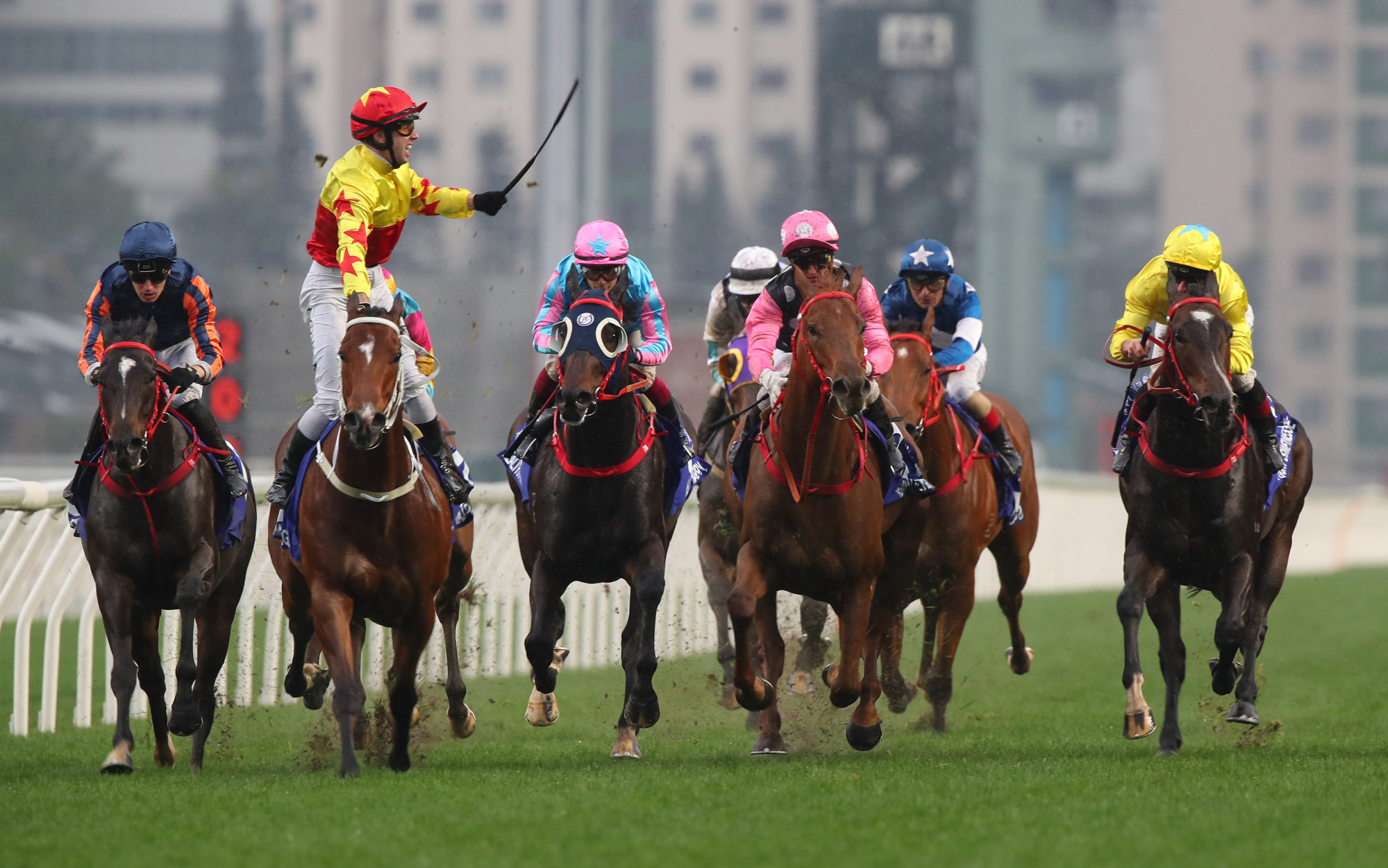 Brenton Avdulla celebrates his maiden Group One win in Hong Kong aboard Tony Cruz’s stable star.