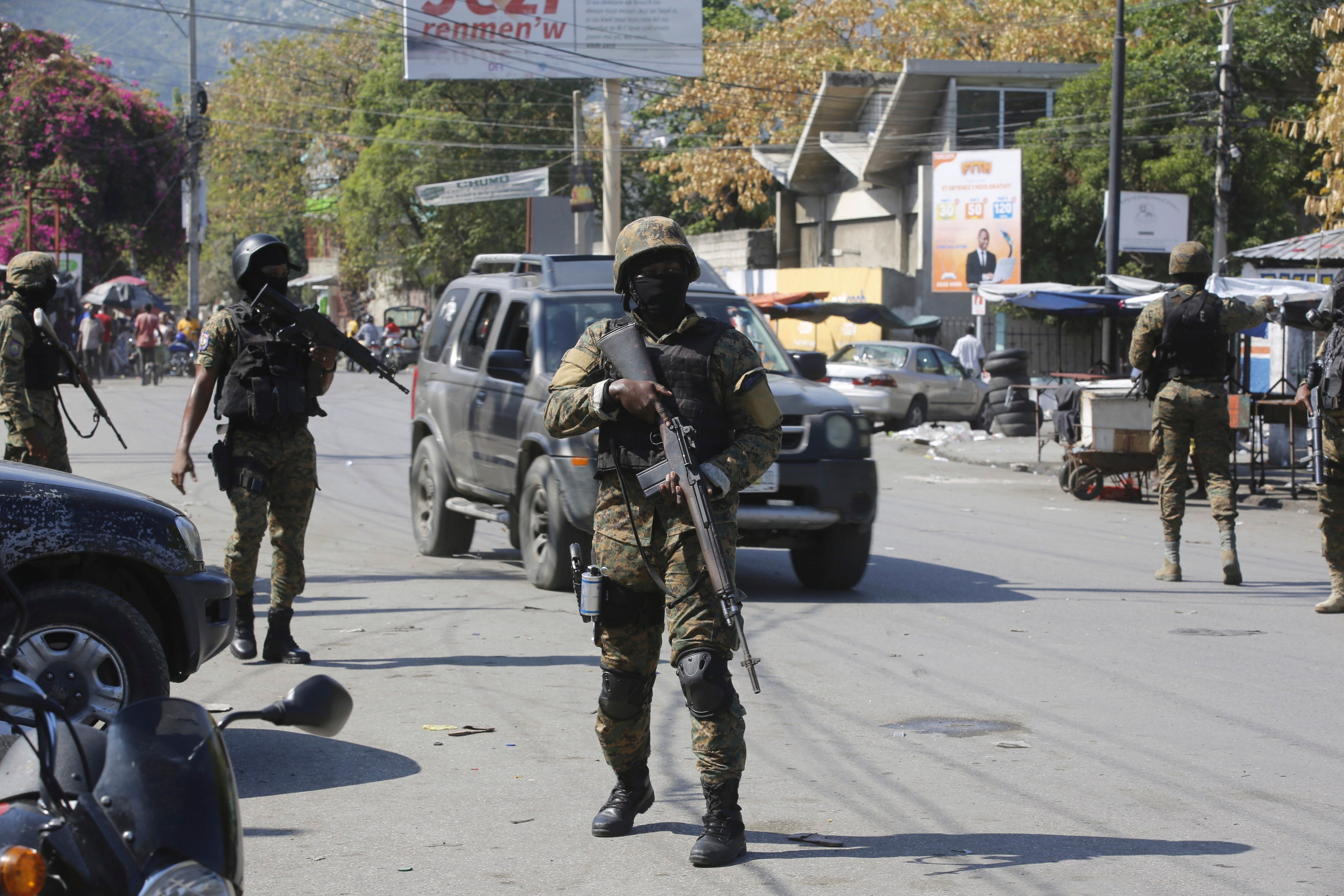Members of the General Security Unit of the National Palace, USGPN, in Port-au-Prince, Haiti on Saturday. Photo: AP