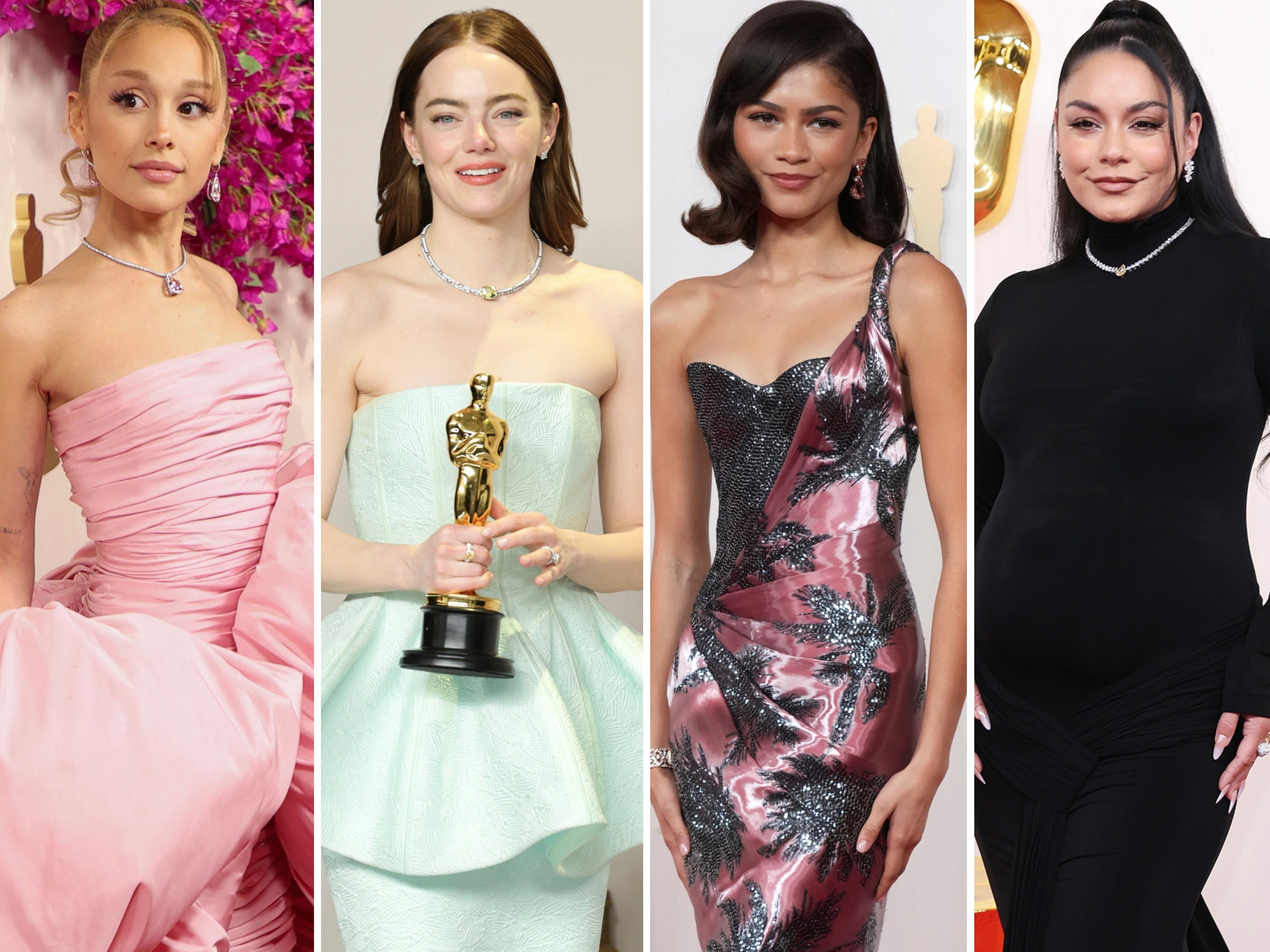 From Arianna Grande’s bubblegum pink Giambattista Valli gown to Emma Stone’s sleek pastel number, Zendaya’s Armani Prive dress and Vanessa Hudgens’ baby bump reveal, the 96th Academy Awards were bursting with iconic fashion moments. Photos: EPA, AFP, AP, TNS