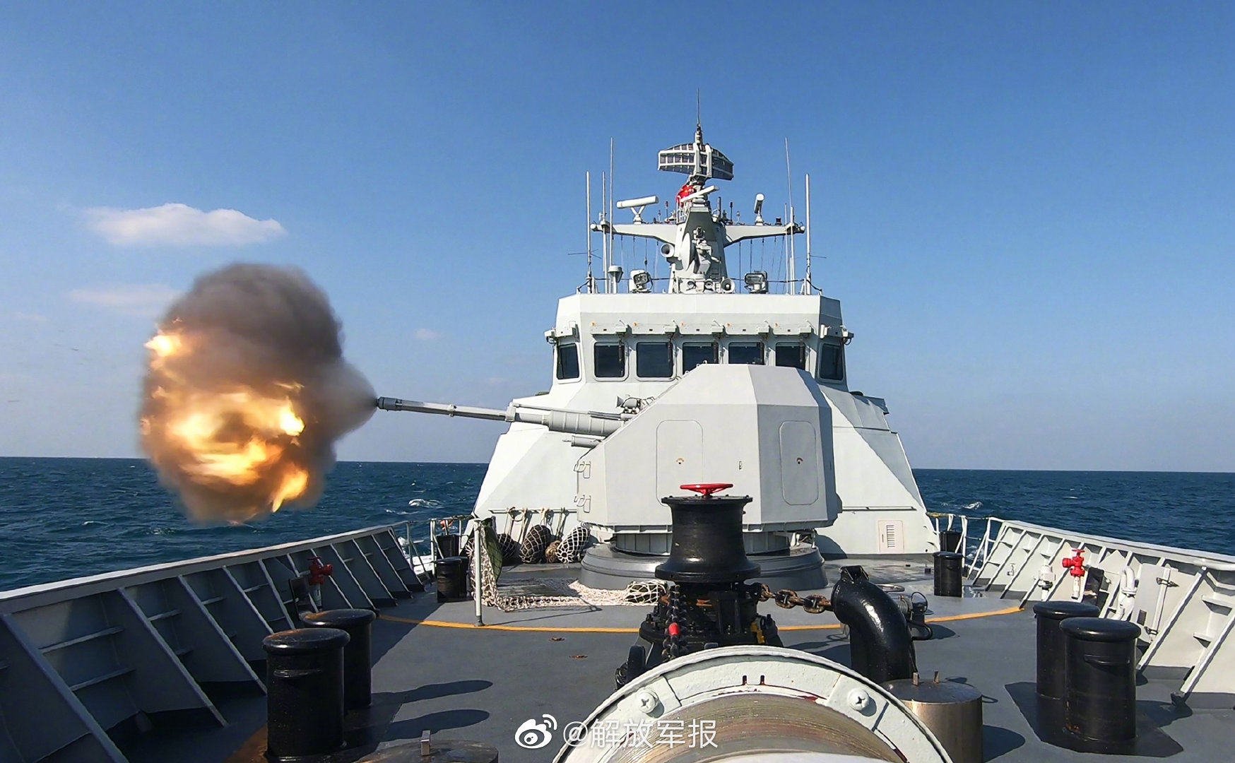 A live-fire drill carried out by the People’s Liberation Army in 2021 in the Gulf of Tonkin, referred to as “Beibu Gulf” by Beijing. Photo: Weibo / PLA