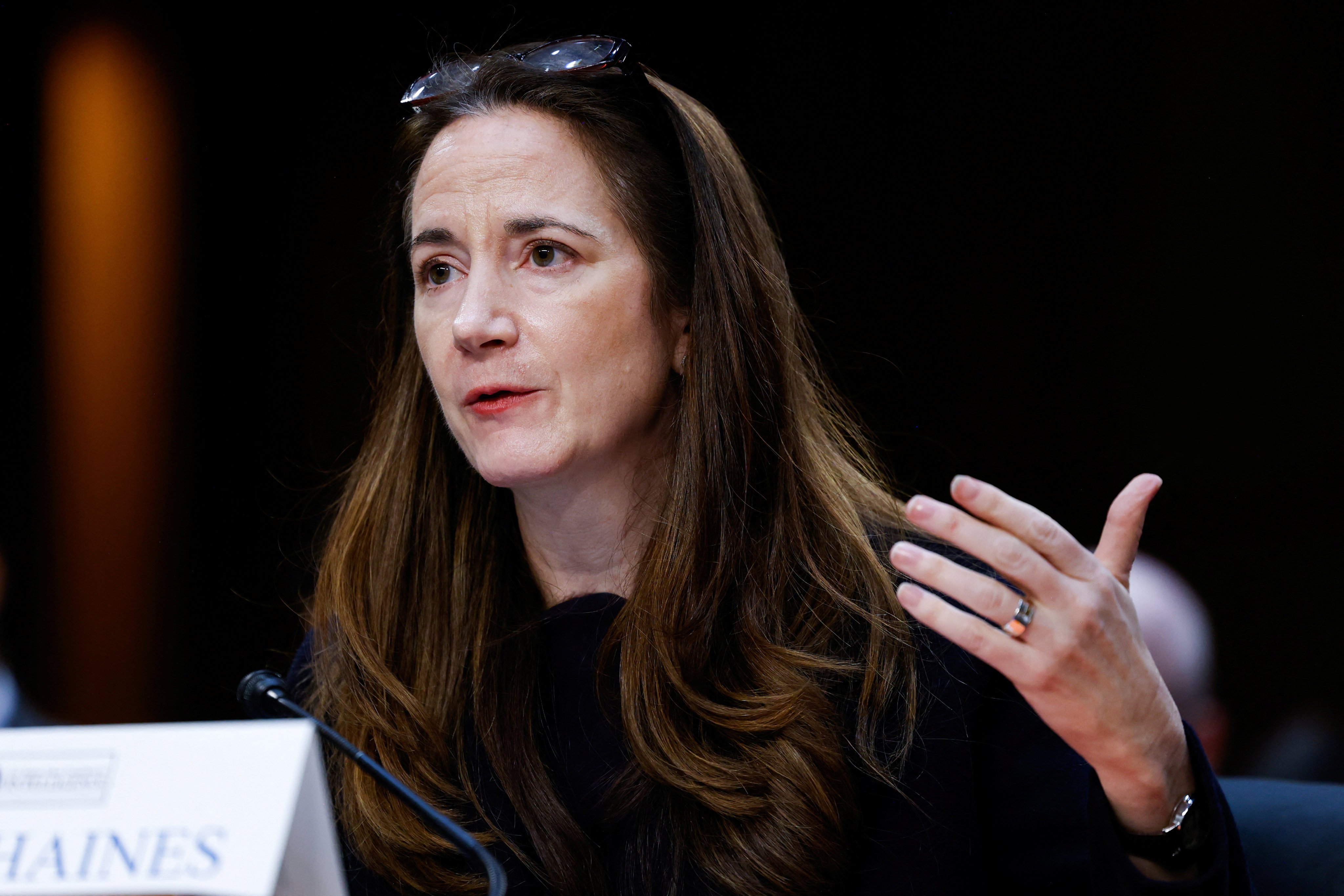 US Director of National Intelligence Avril Haines testifies on Tuesday at a Senate Intelligence Committee hearing on worldwide threats to American security. Photo: Reuters