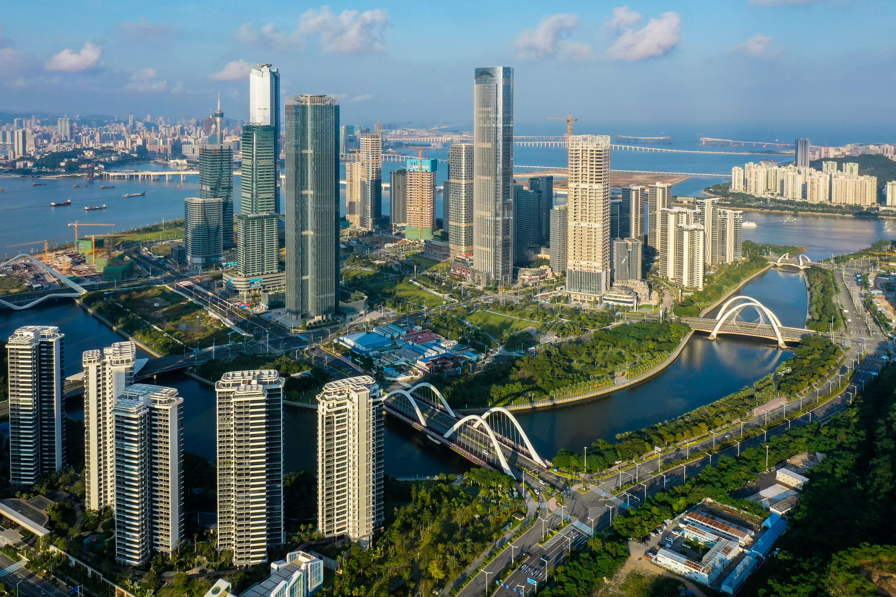 A view of the Hengqin International Financial Center in Zhuhai, in South China’s Guangdong province. The Guangdong-Hong Kong-Macao Greater Bay Area, a city cluster, is one of the most open areas in China with economic vitality. The Greater Bay Area is composed of nine cities in Guangdong Province including Guangzhou, Shenzhen, Zhuhai, Foshan, Huizhou, Dongguan, Zhongshan, Jiangmen and Zhaoqing, and two special administrative regions of Hong Kong and Macau. Photo: Xinhua