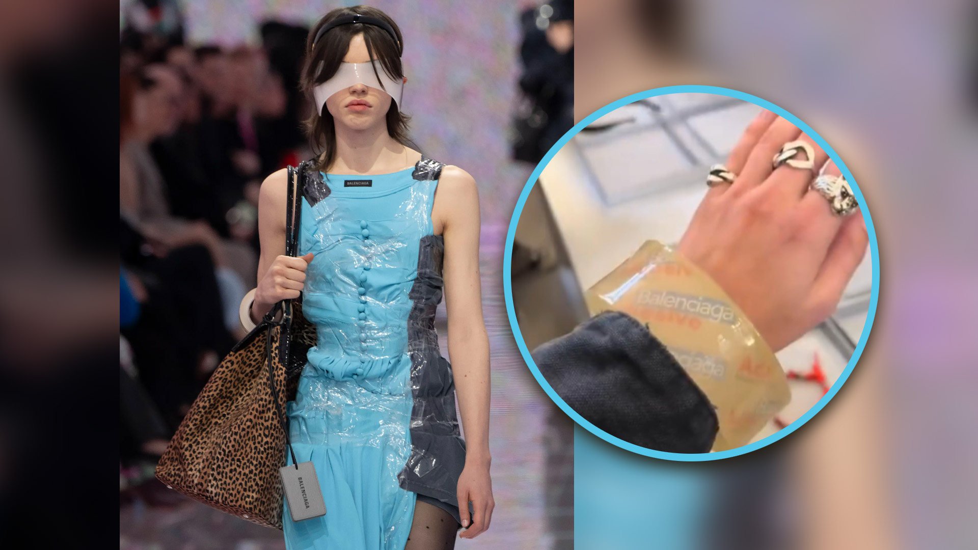 A US$3,300 “clear sticky tape bracelet” made by fashion brand Balenciaga and launched in Paris, is being ridiculed on mainland social media. Photo: SCMP composite/Douyin/Instagram