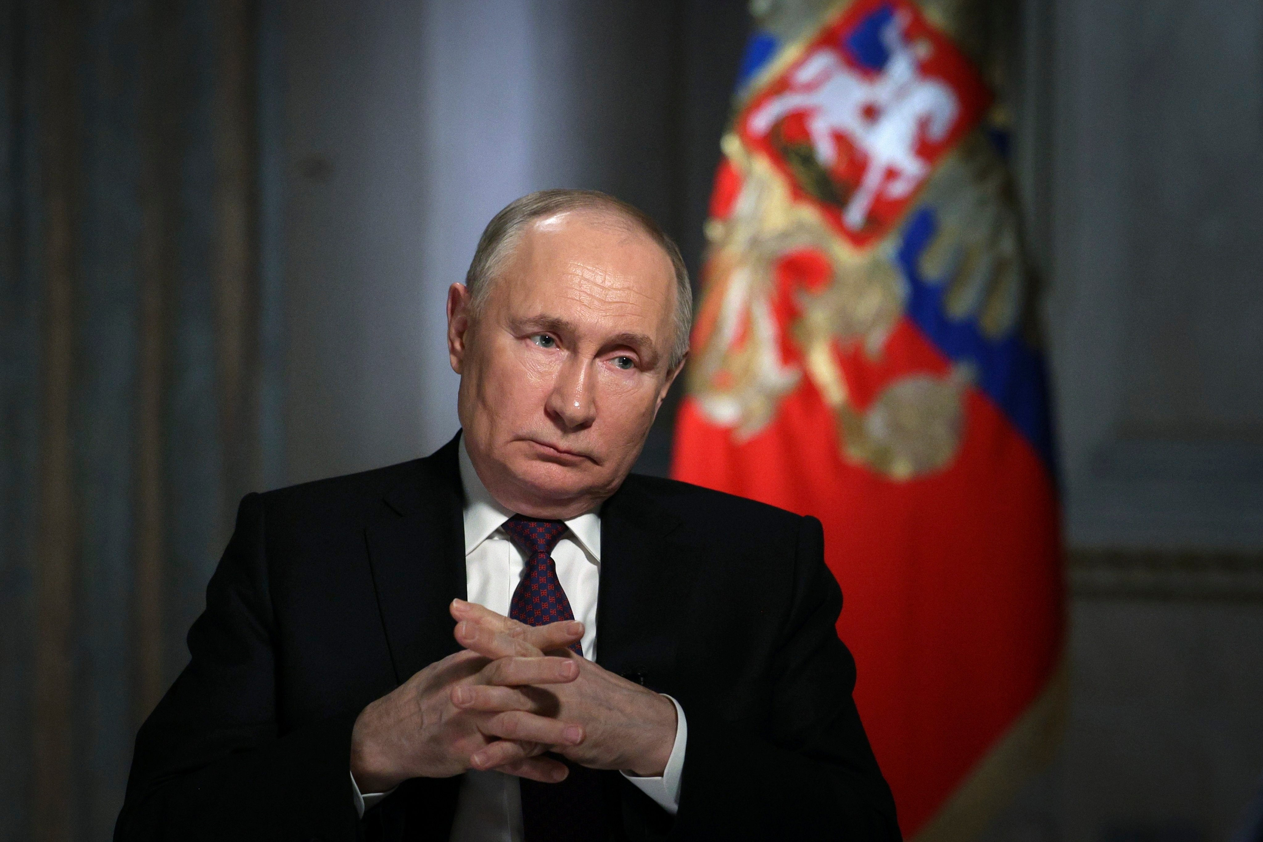Russian President Vladimir Putin in an interview in Moscow. Putin made his comments ahead of the March 15-17 presidential election that he is certain to win for another six years in power. Photo: AP