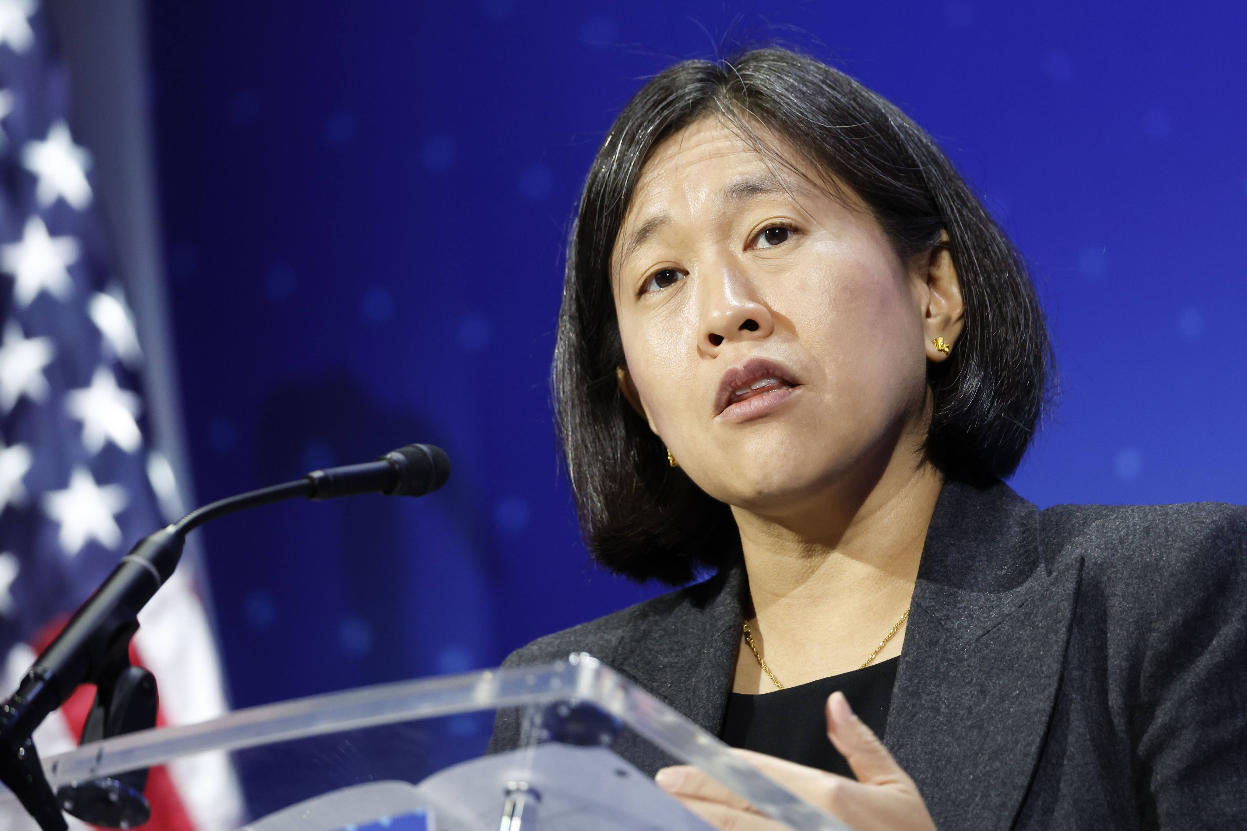 US Trade Representative Katherine Tai speaks during an event in Maryland, in May 2023. Photo: Bloomberg