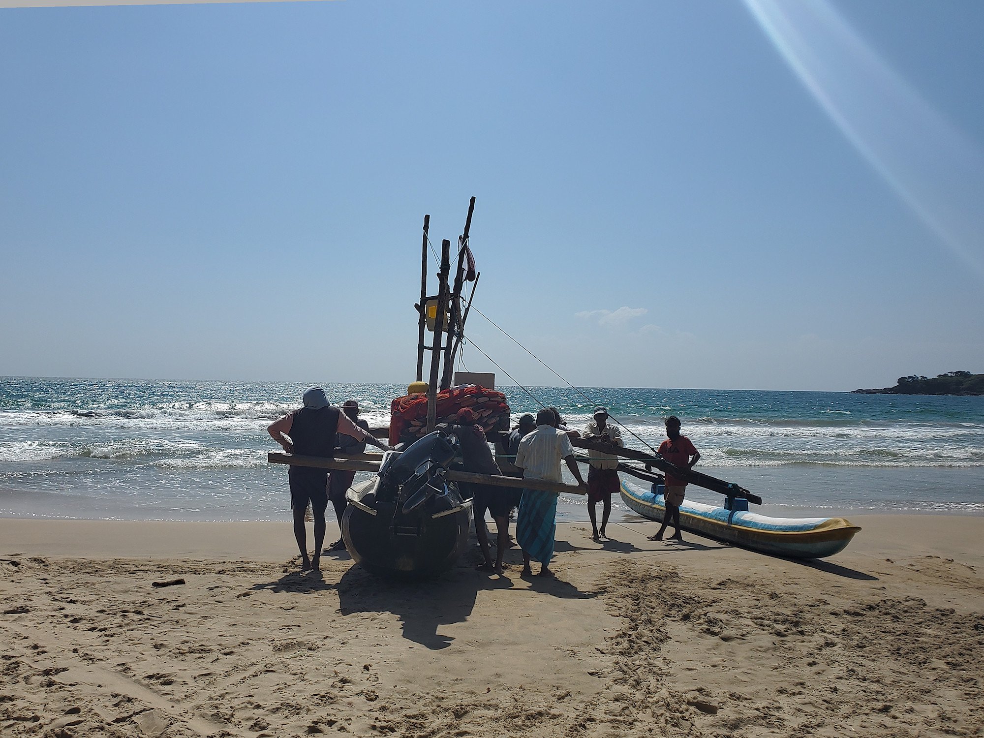 Recovering a fishing boat on Mawella Beach, in Sri Lanka., January 2024. Photo: Stuart Heaver