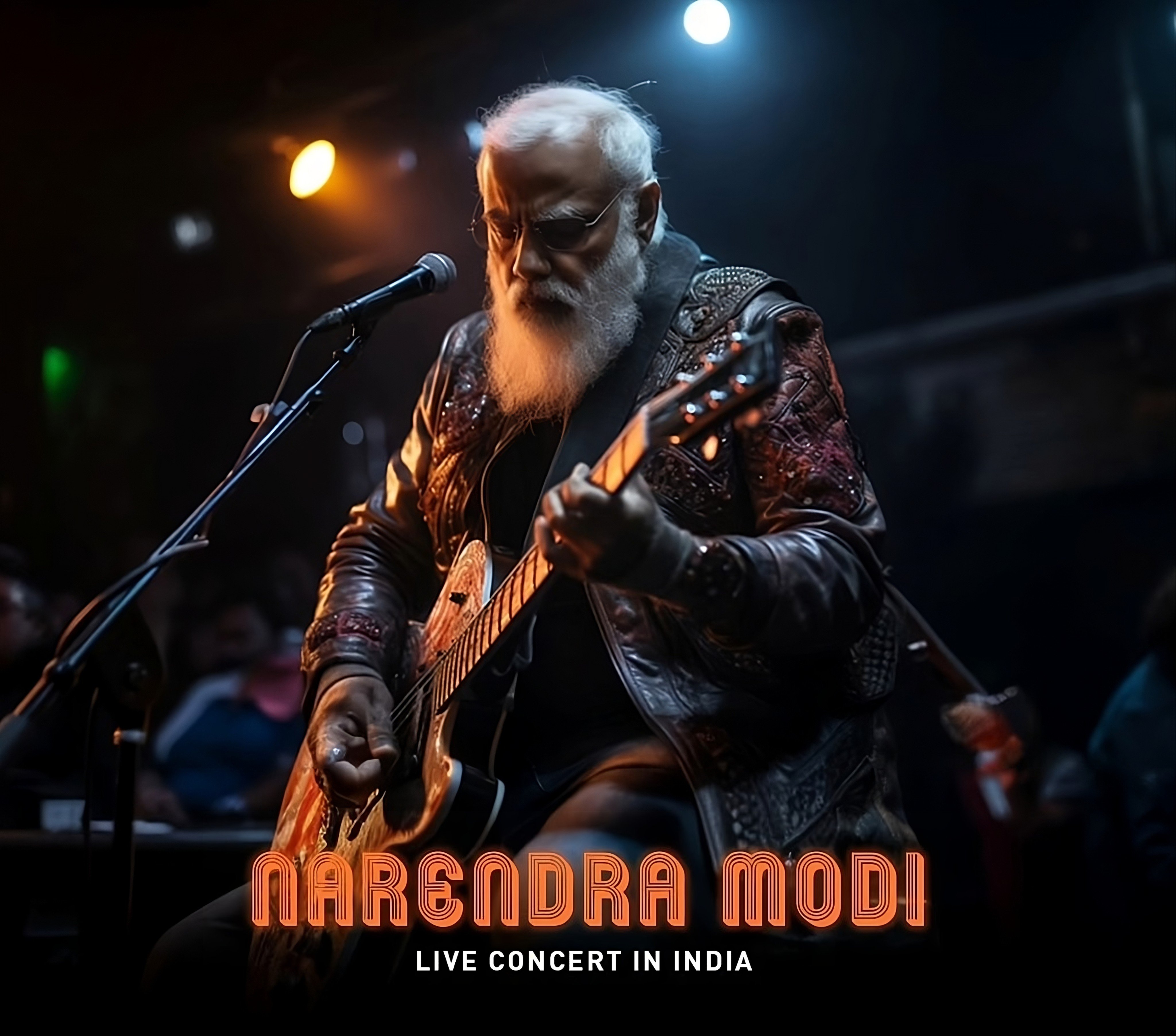 An AI-generated image showing Indian Prime Minister Narendra Modi playing guitar live on stage at a concert. Photo: Photo: Instagram/@_a.i_guy_