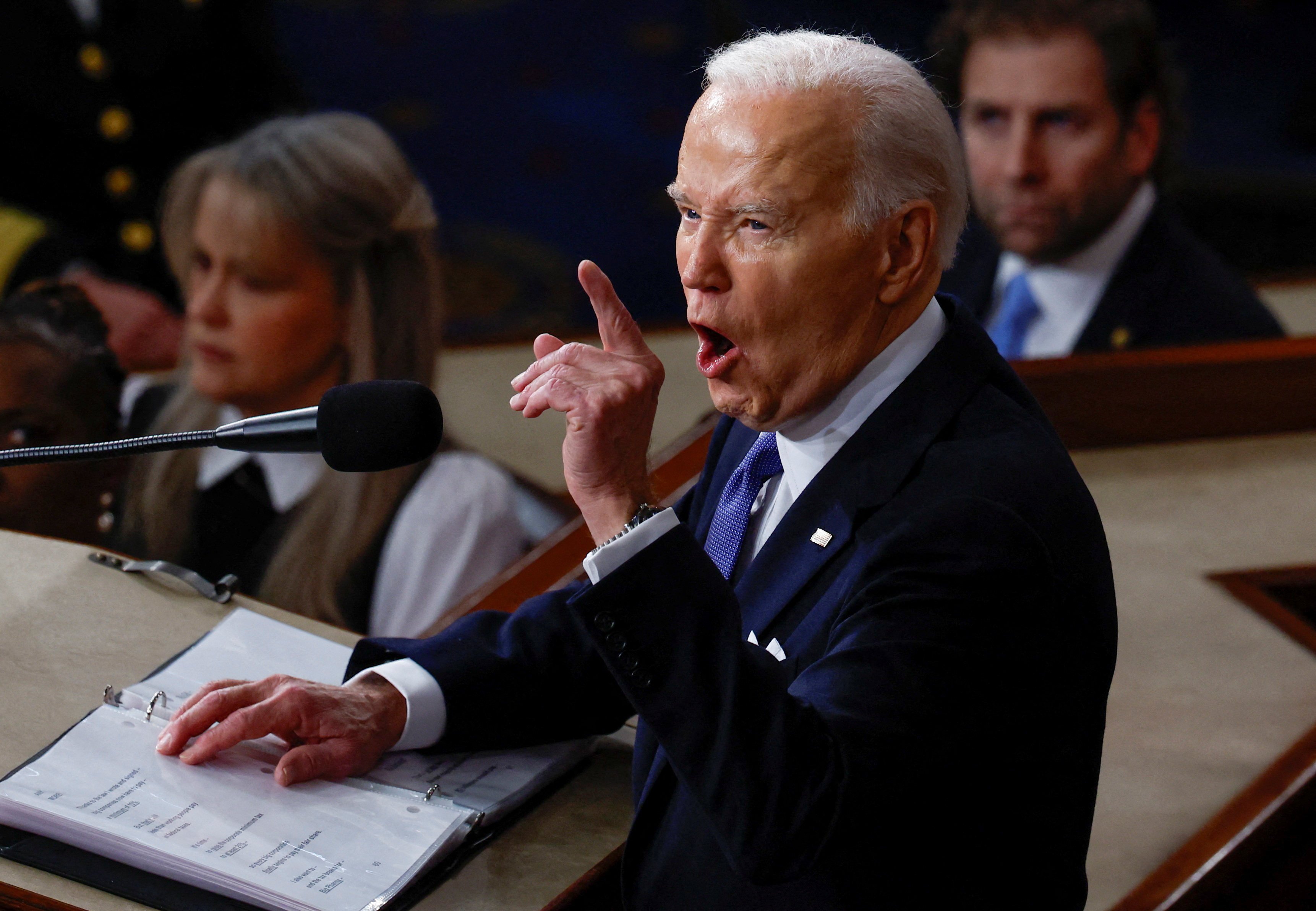 US President Joe Biden delivers the State of the Union address to a joint session of Congress in Washington, DC on March 7. Photo: Reuters