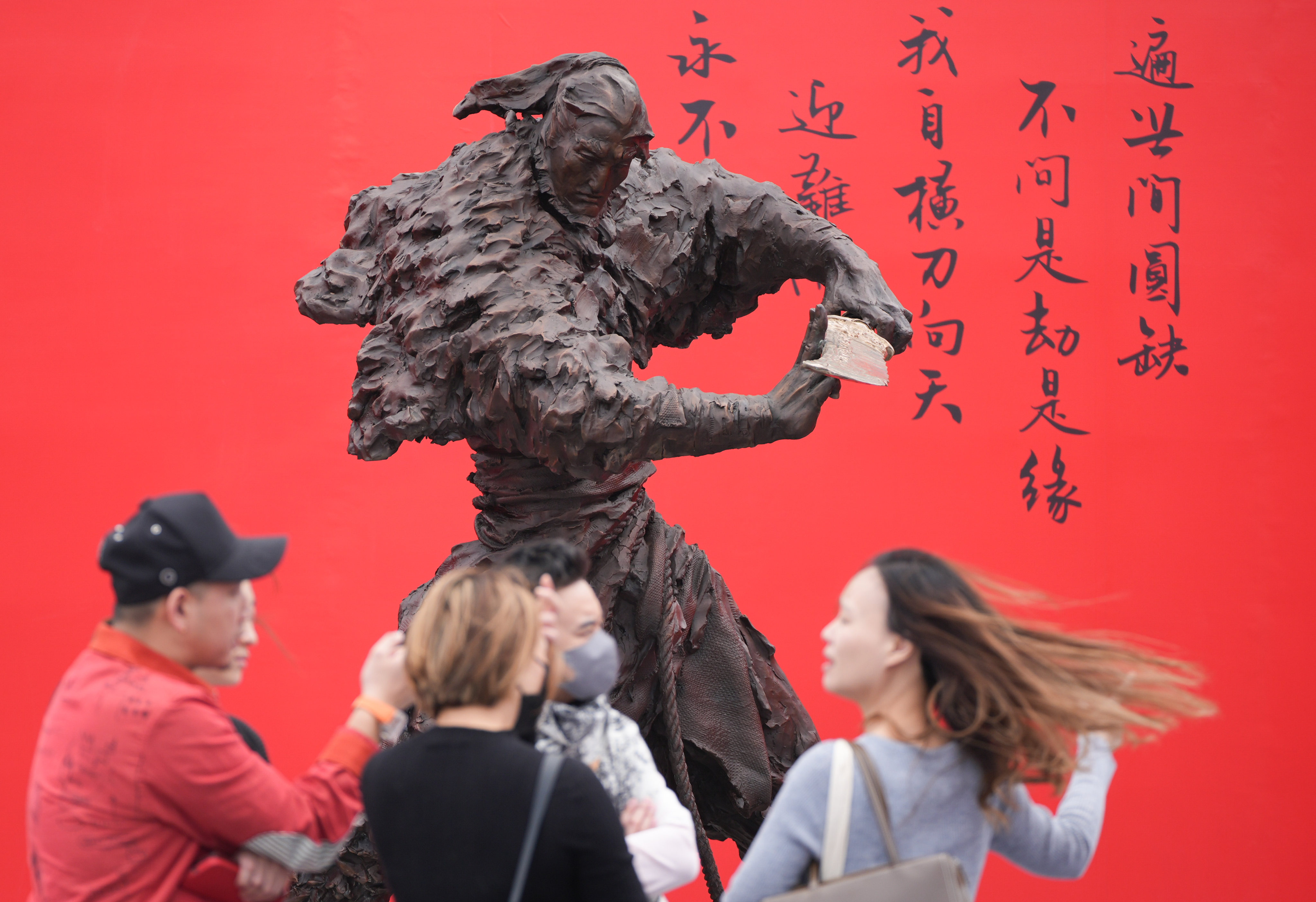 A sculpture in one of the Jin Yong exhibitions. Authorities will also put on a number of other events to celebrate the centenary of the famous novelist’s birth. Photo: Eugene Lee