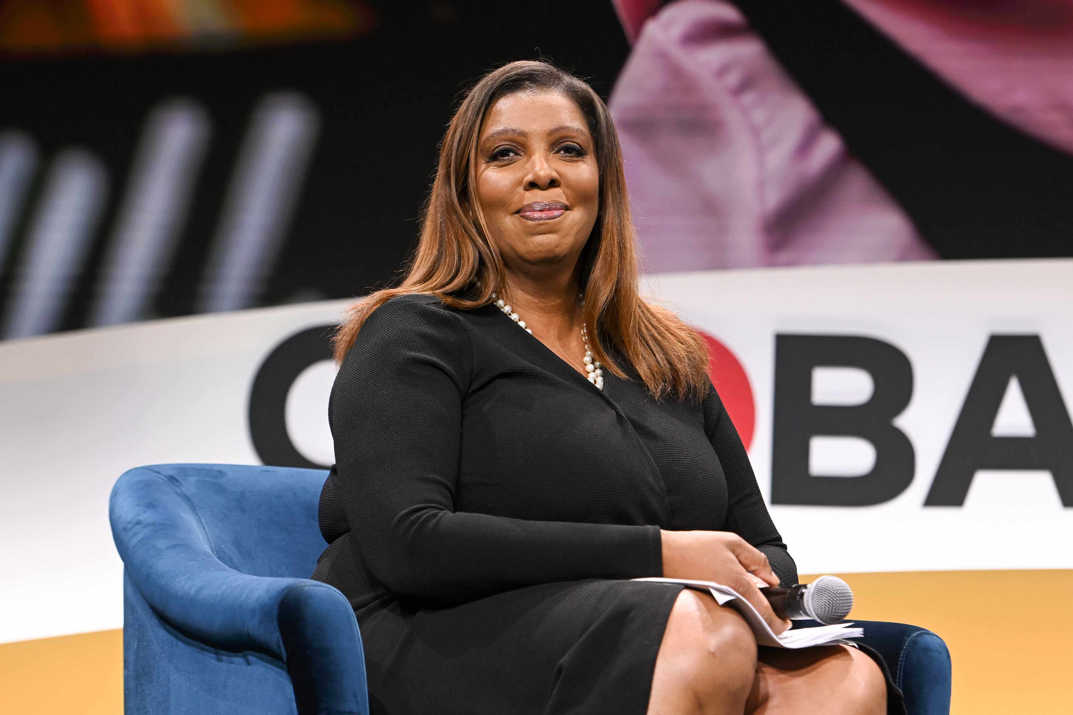 Attorney general of New York Letitia James speaks at the Global Citizen Now summit at The Glasshouse in April 2023, in New York City. Photo: Getty Images for Global Citizen