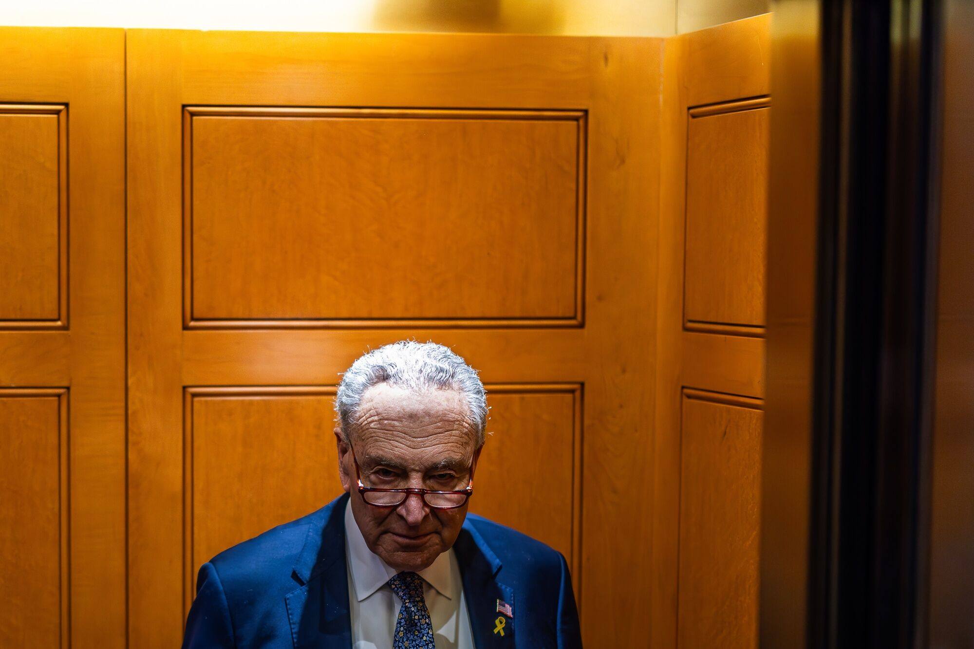 Senate Majority Leader Chuck Schumer on Thursday. Photo: Bloomberg