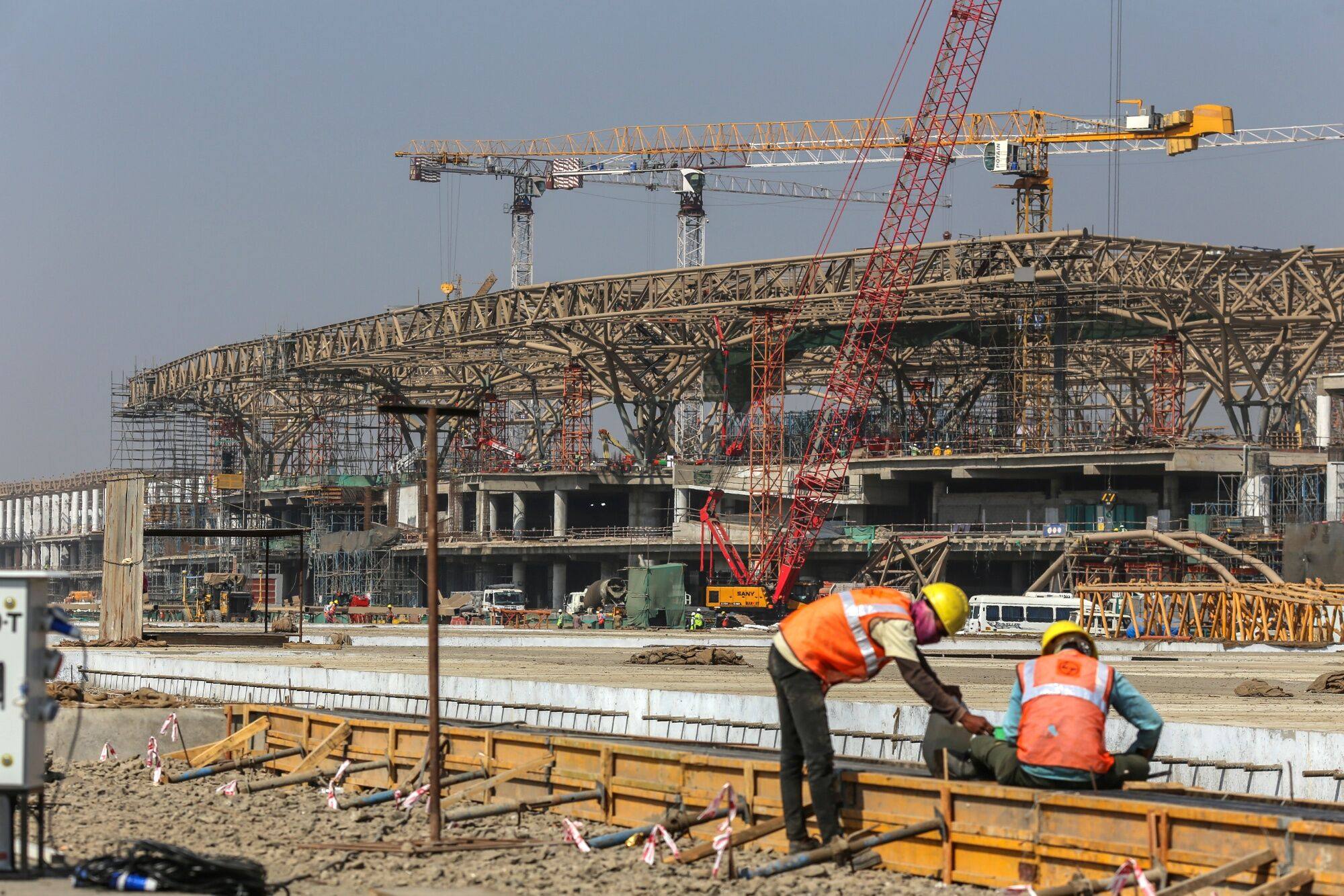 A building under construction at the Navi Mumbai International Airport in Navi Mumbai, India. Photo: Bloomberg