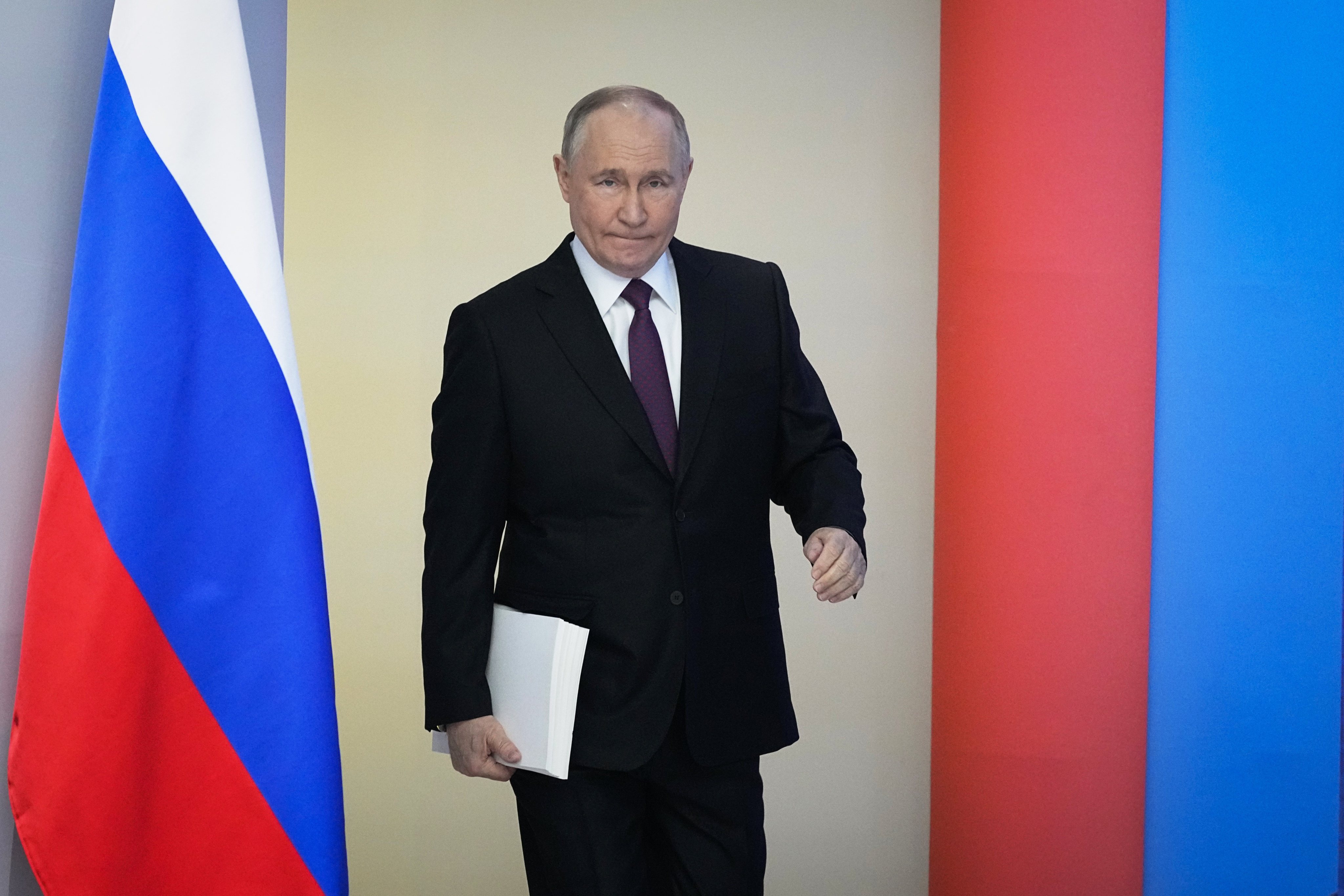 Russian President Vladimir Putin before delivering his state-of-the-nation address in February. Photo: AP
