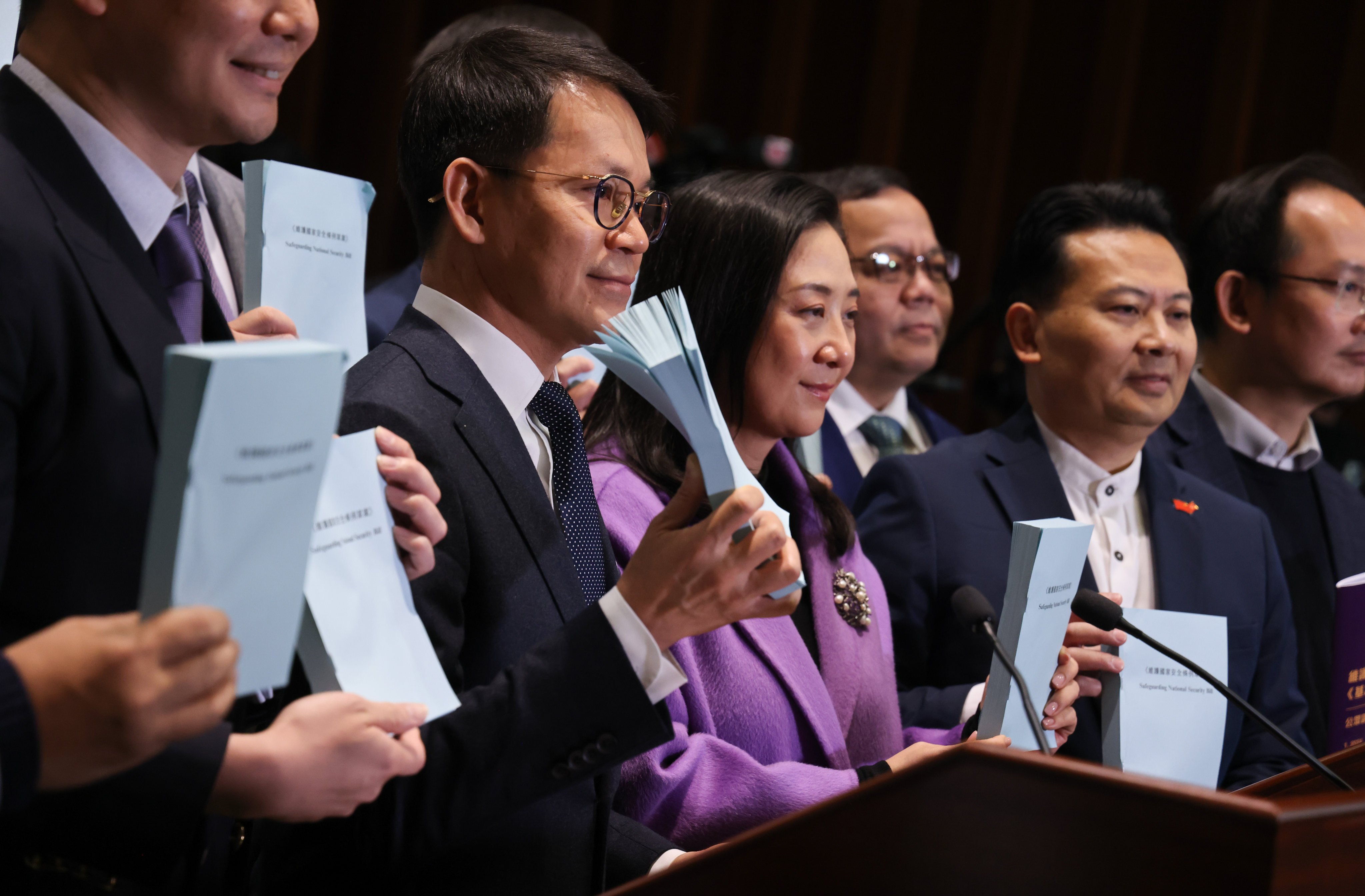Lawmakers review the Safeguarding National Security Bill. The coming legislation is mandated by Article 23 of the Basic Law, the city’s mini-constitution. Photo: Dickson Lee