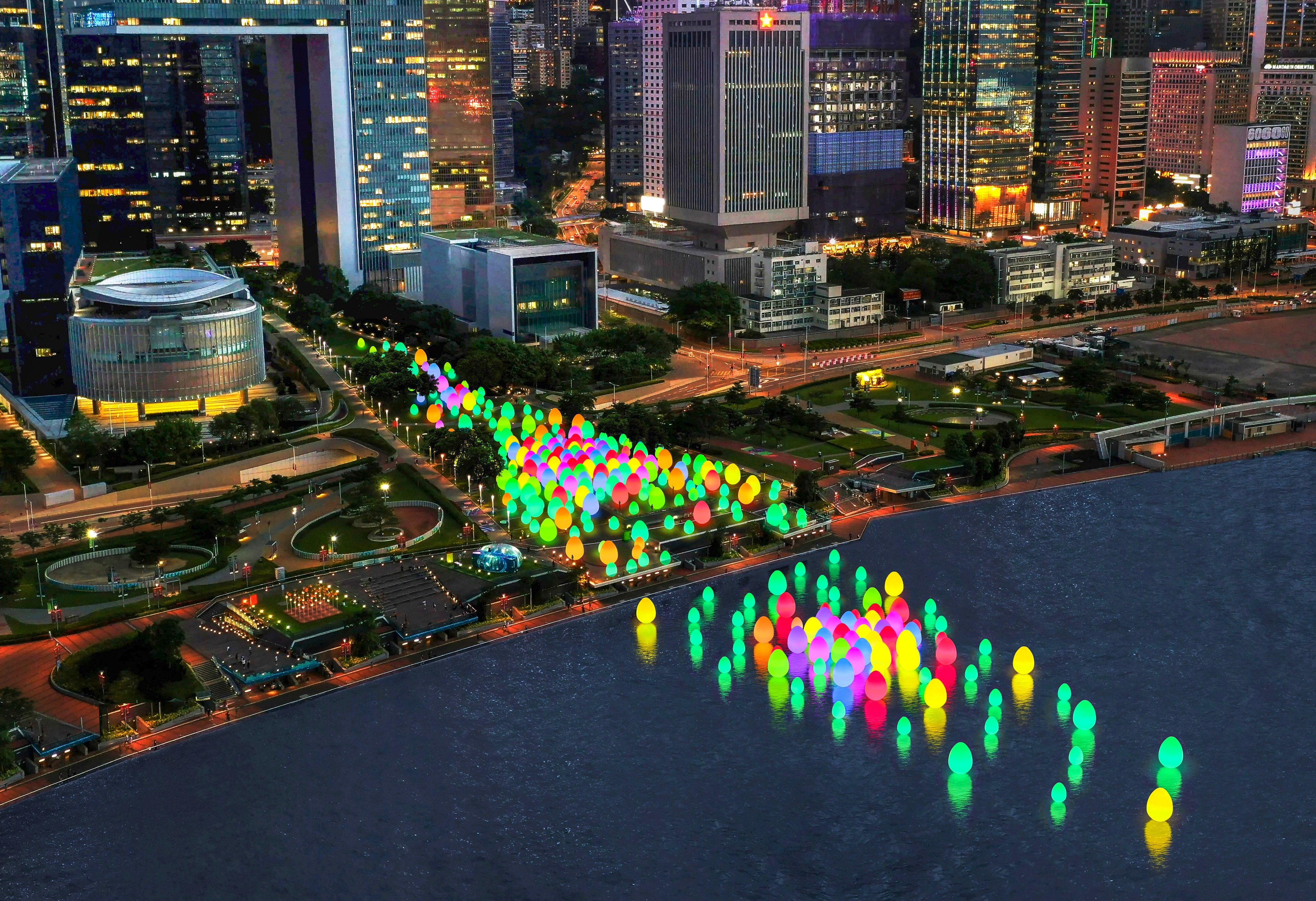 Hundreds of illuminated egg-shaped objects are set to light up Victoria Harbour later his month as part of “Art March”. Photo: Handout