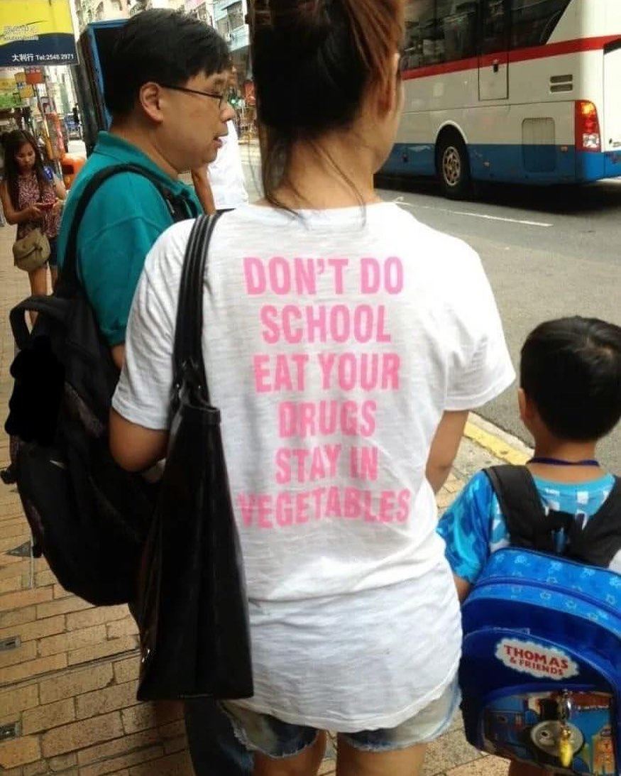 T-shirts with unusual messages can often be seen in Hong Kong. Photo: Instagram/hongkongtshirtpatrol