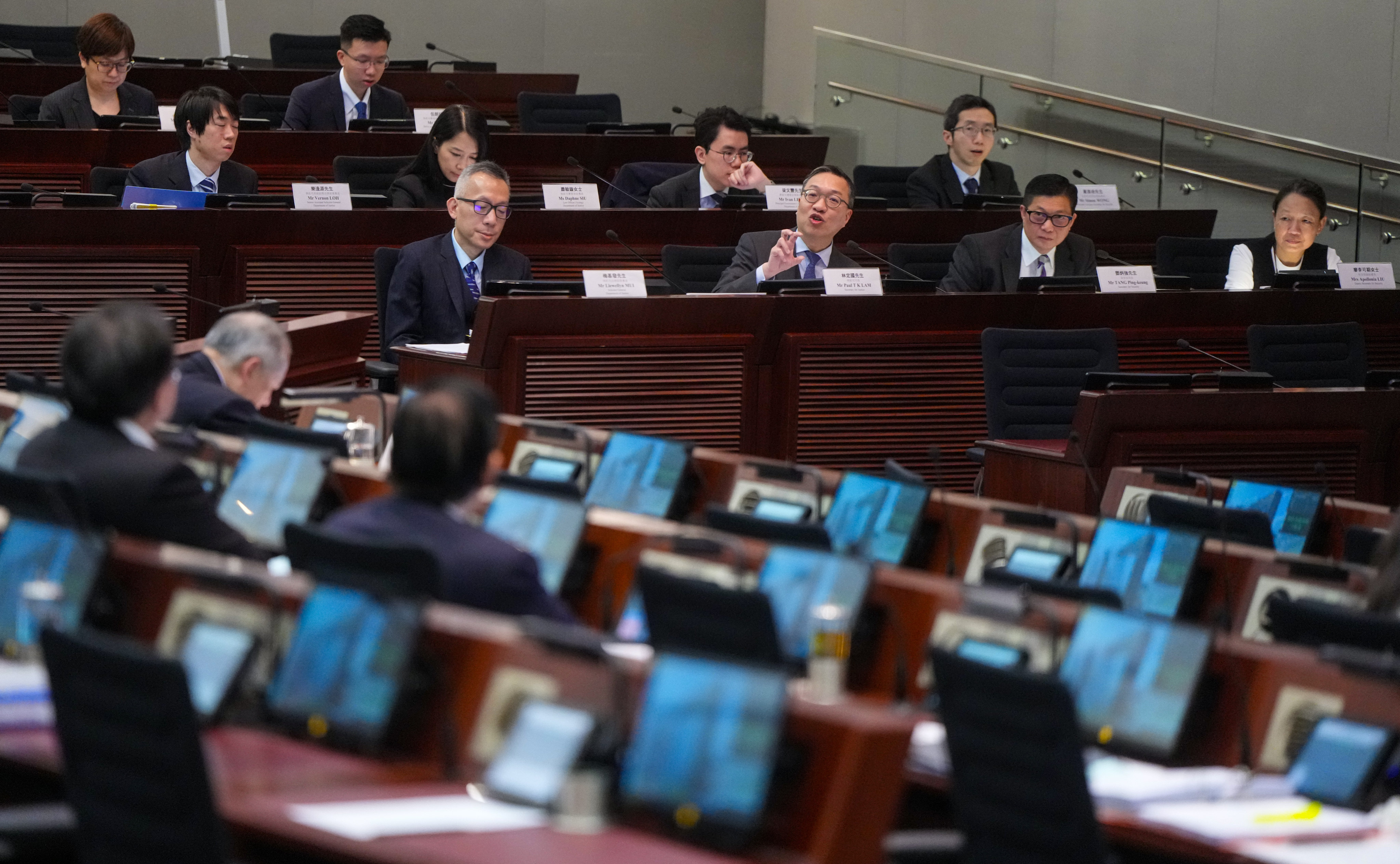 Government officials and lawmakers discussed the Article 23 bill. Photo: Sam Tsang