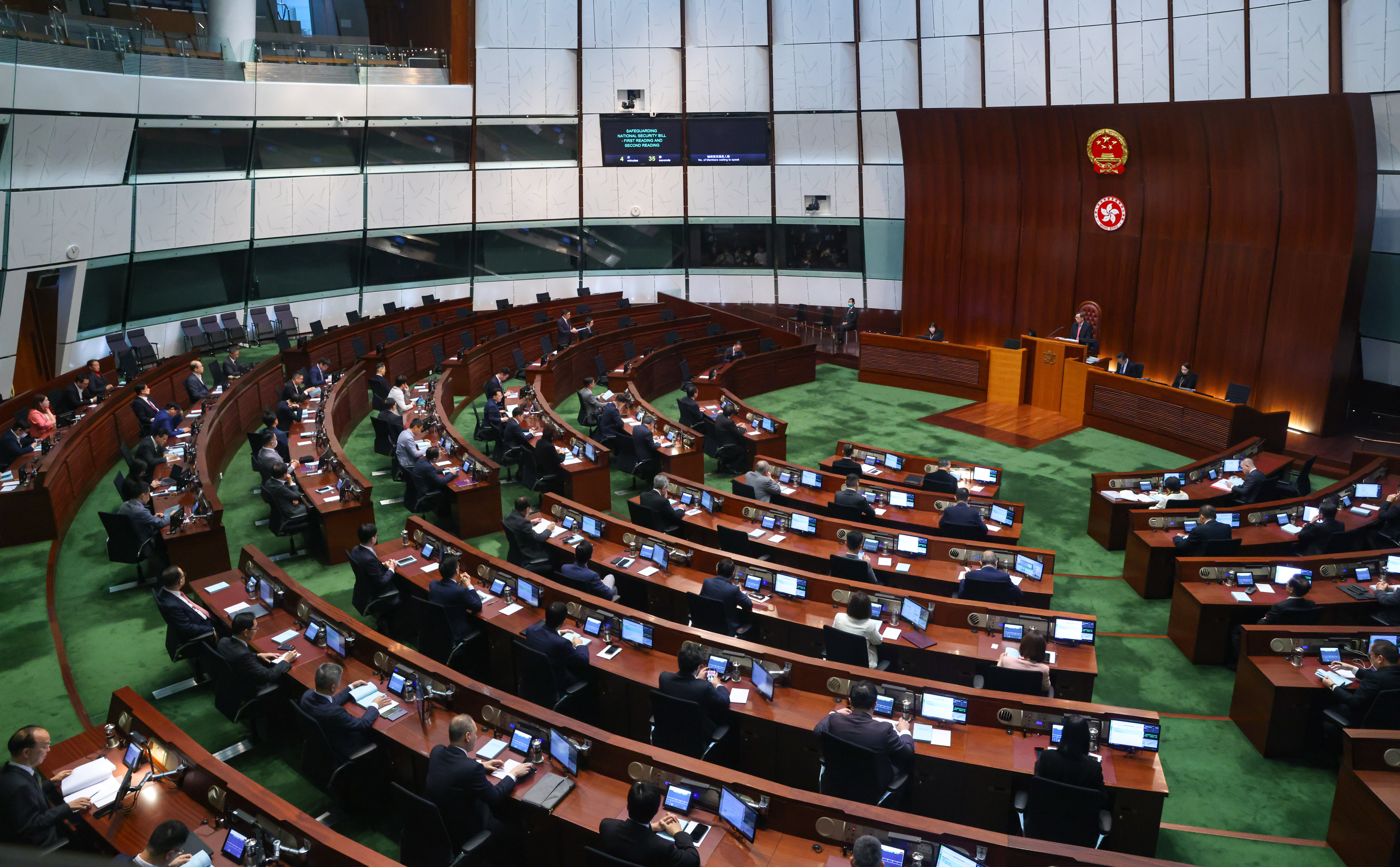 A special Legco meeting for the first reading of the Article 23 bill. The security chief says over 20 pieces of subsidiary legislation have been drawn up since the start of the year. Photo: Yik Yeung-man