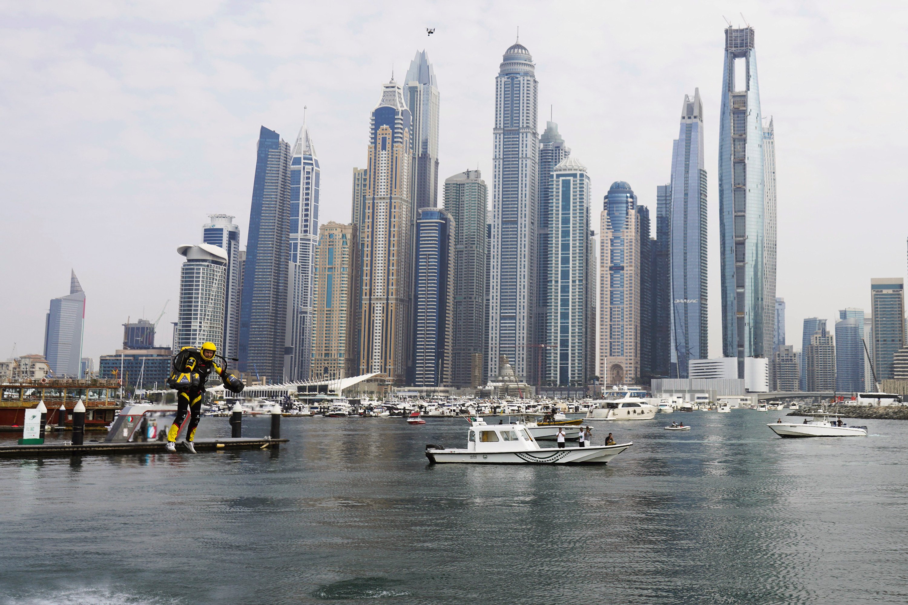 Dubai hosted a jet-suit race in Dubai in February 2024, claimed to be the first of its kind. AP Photo