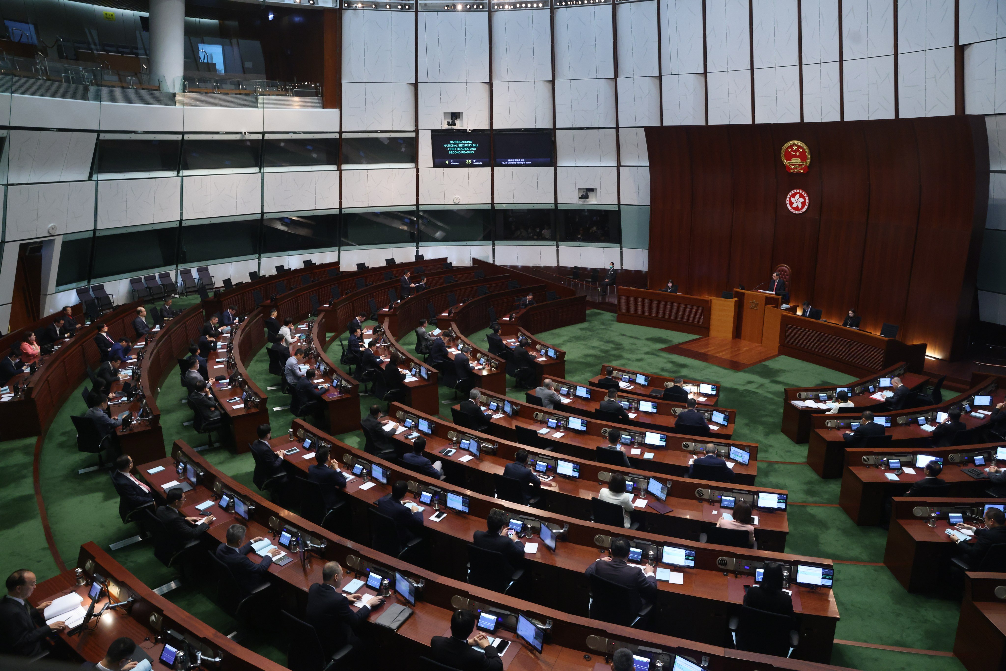 Legco during a special meeting for the first reading of the Article 23 bill. Lawmakers completed their clause-by-clause scrutiny last week. Photo: Yik Yeung-man