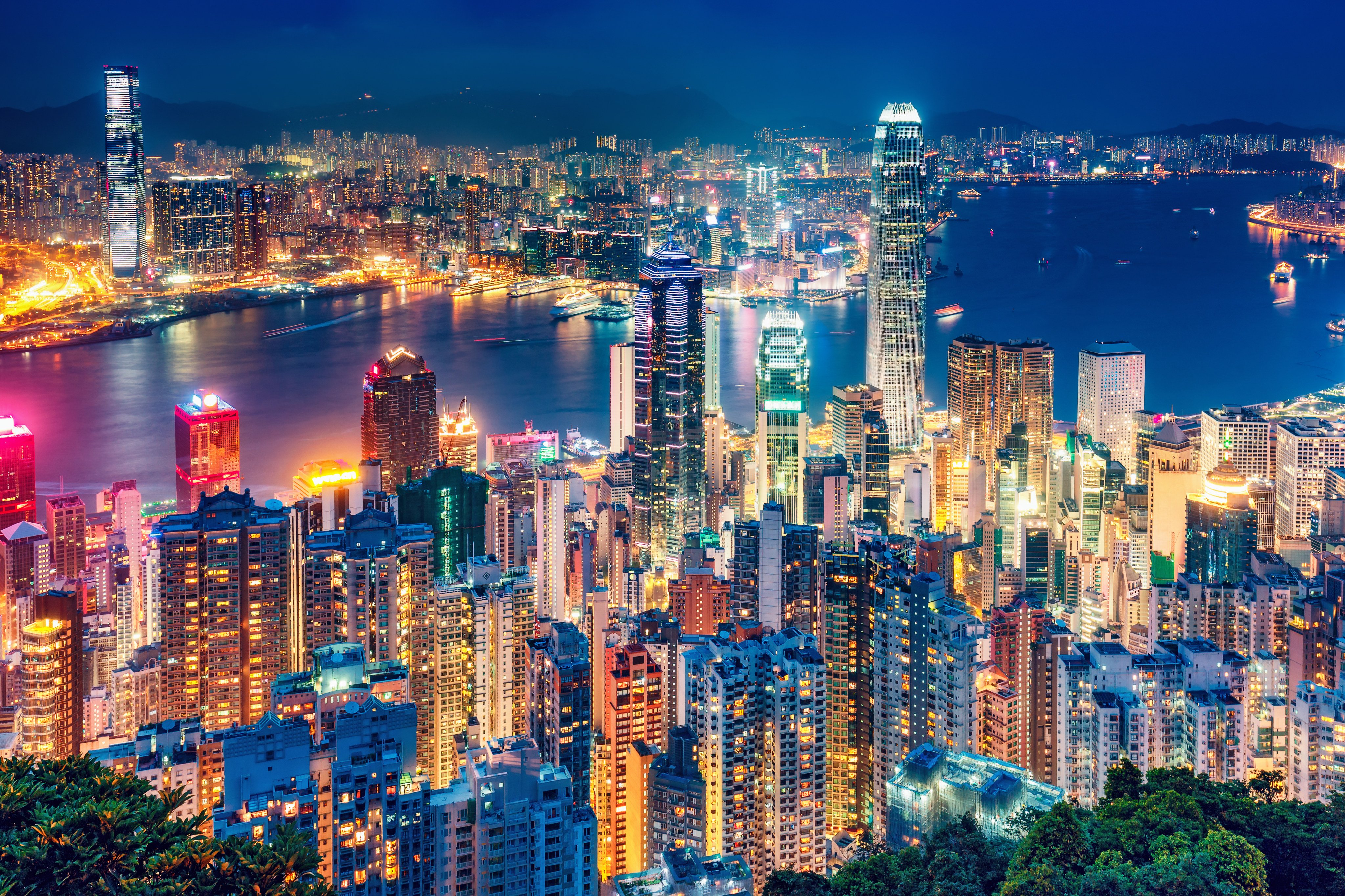 Hong Kong skyline at night from Victoria Peak. Photo: Getty Images