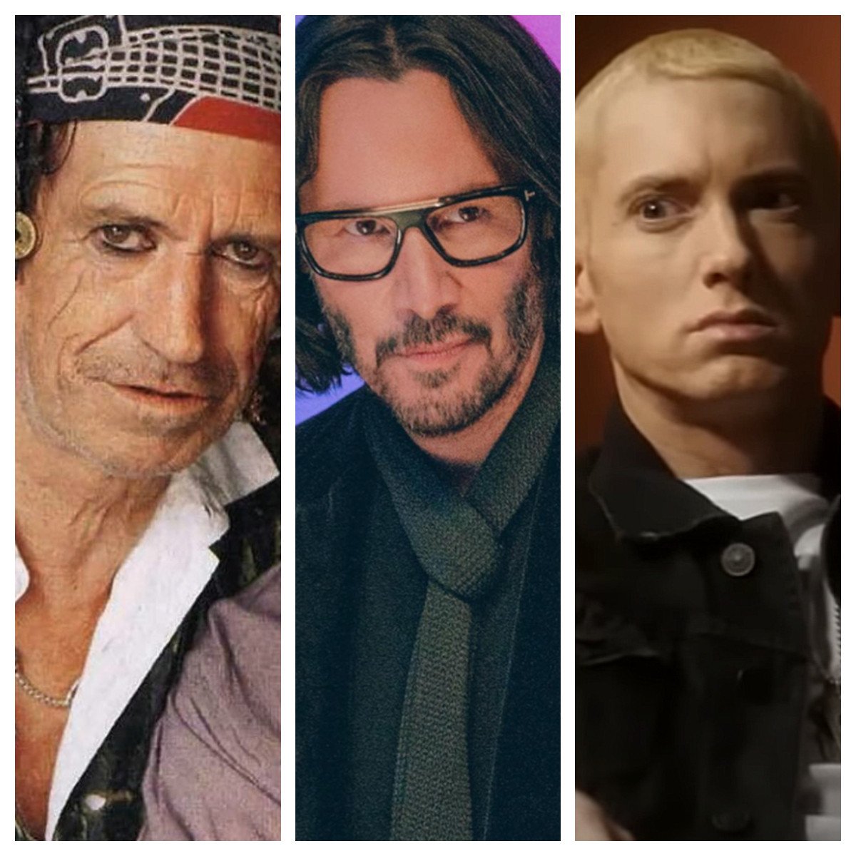 Keith Richards, Keanu Reeves and Eminem have all had surprising cameos in Hollywood films. Photos: @johnnys_army_of_love, @lesleychianglove/Instagram; Movie Lines/YouTube
