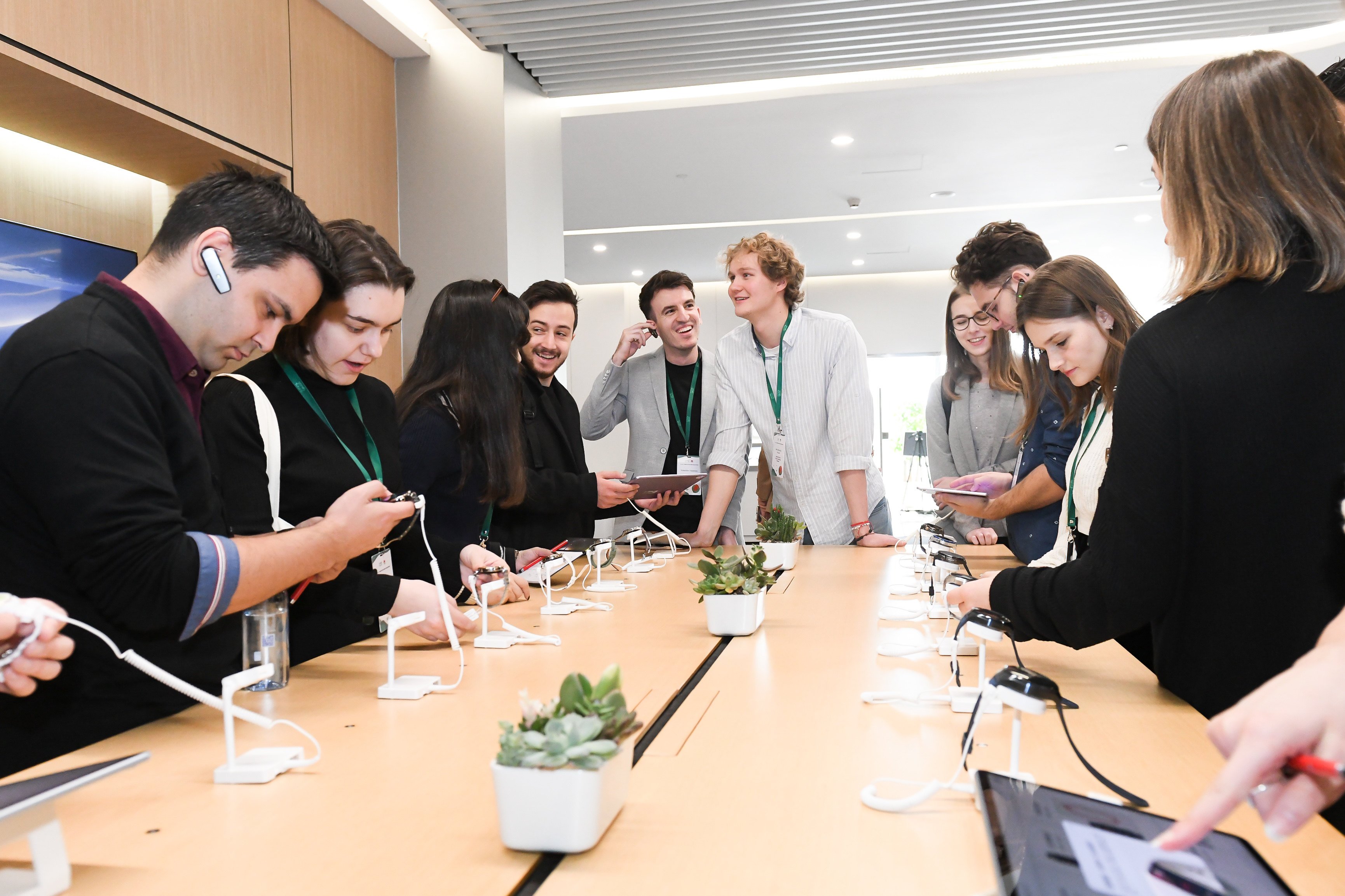 Students from Europe examine some of the breakthrough technology developed at Huawei Technologies’ Beijing Research Centre in January during a visit that formed part of their Seeds for the Future programme.