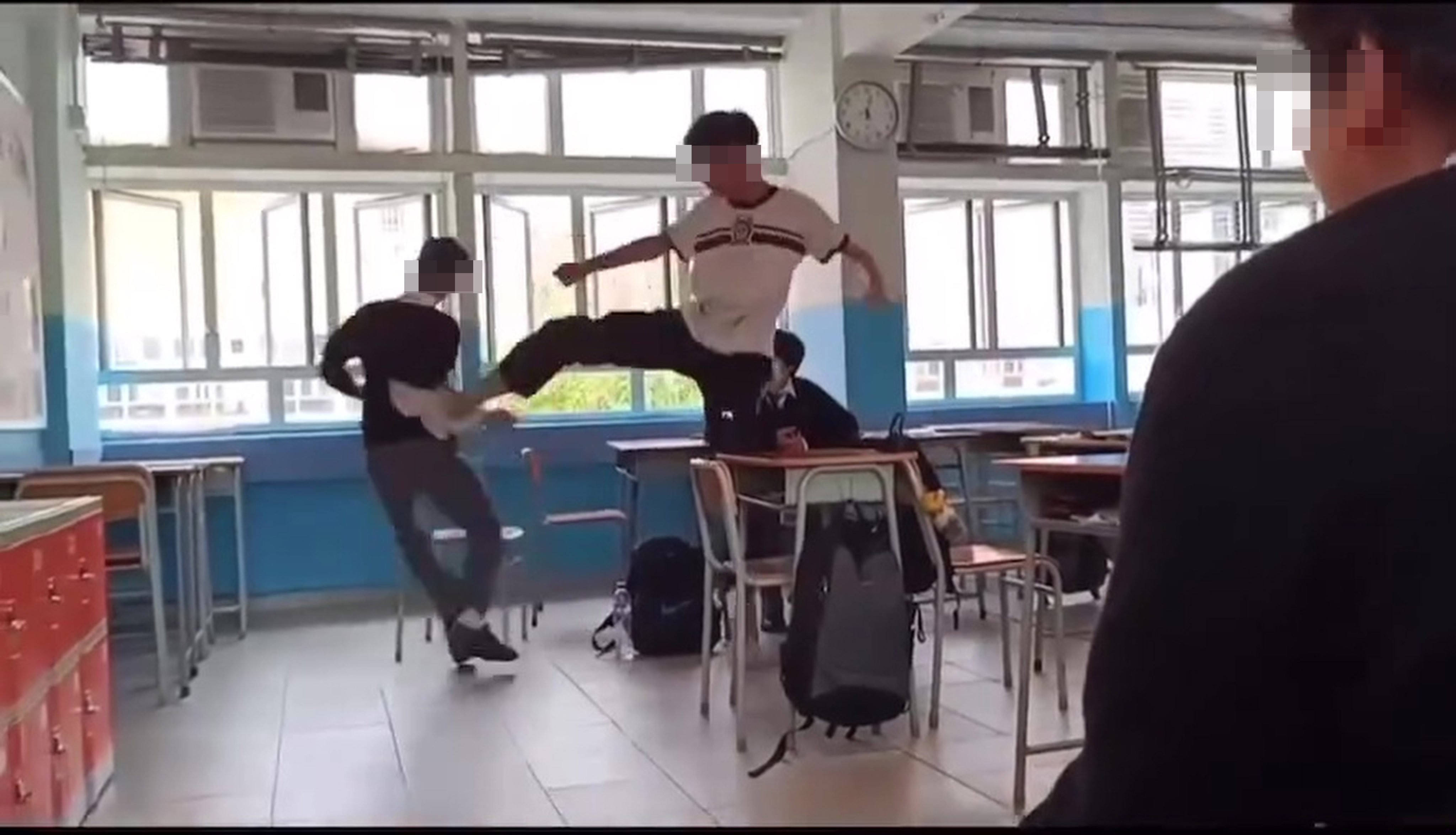 A screen capture from the video circulating online. In the 13-second clip, the victim appears to not fight back as he is kicked and thrown to the ground. Photo: Handout