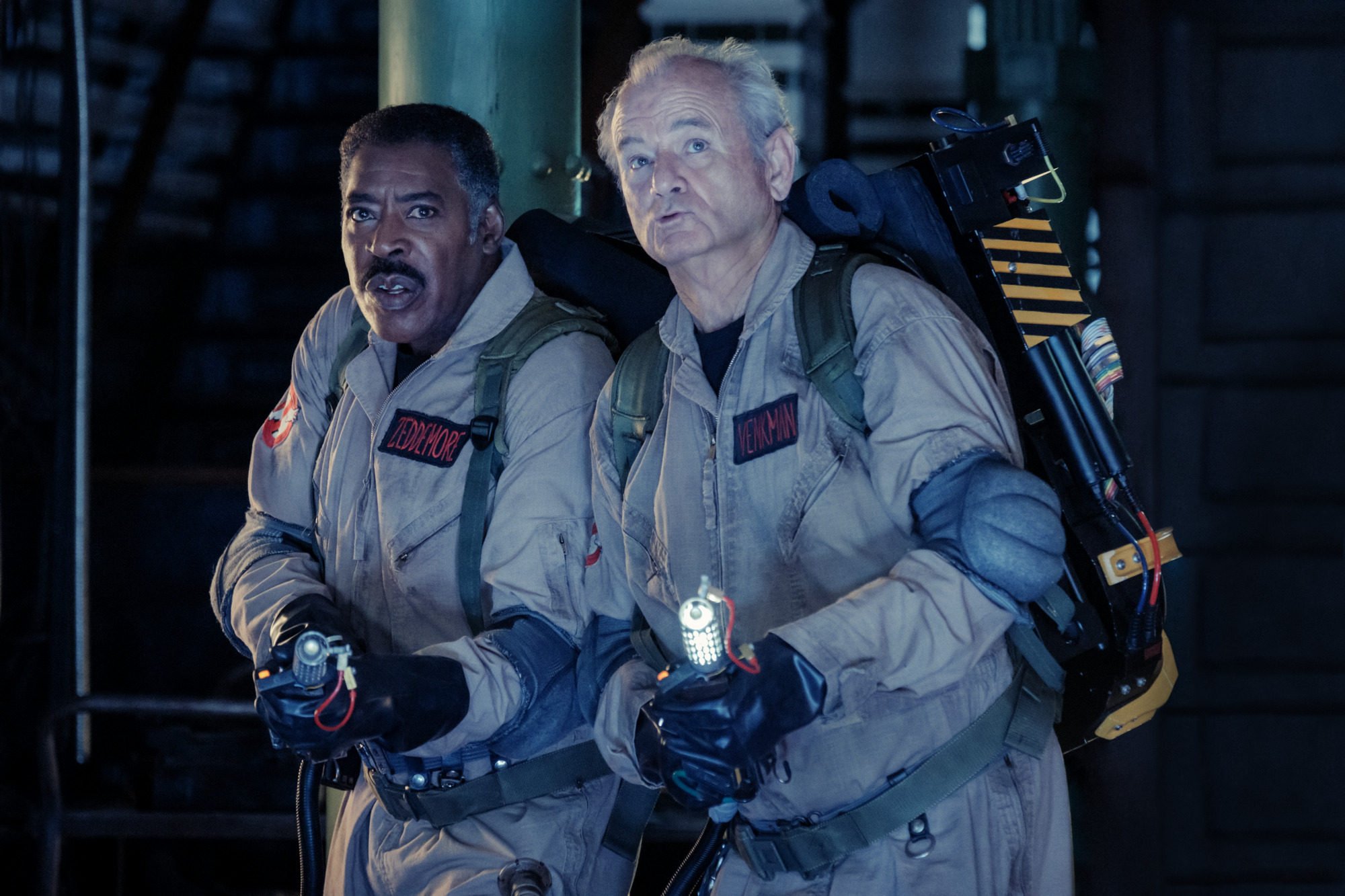 Ernie Hudson (left) as Winston and Bill Murray as Peter in a still from Ghostbusters: Frozen Empire.