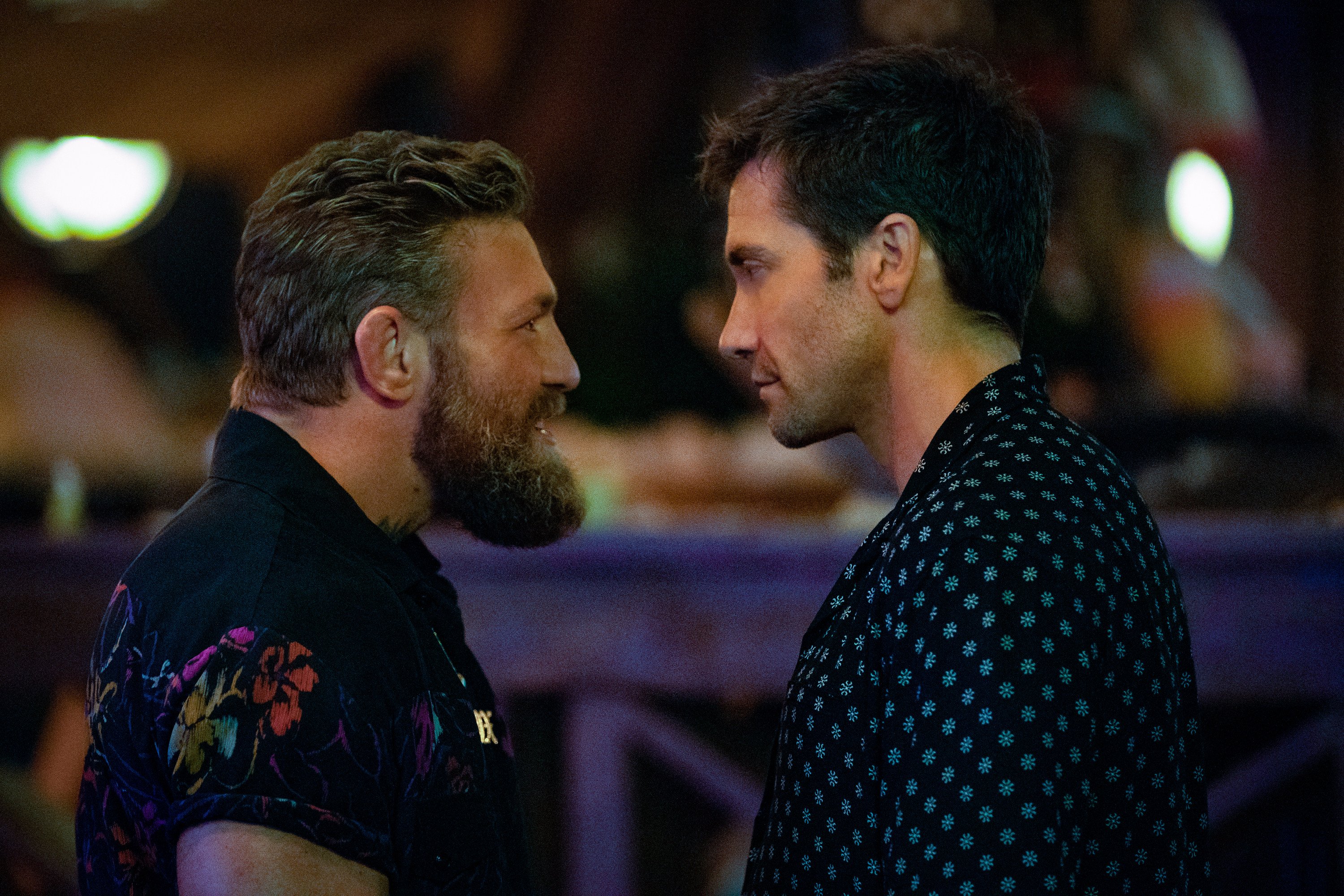 Conor McGregor (left) and Jake Gyllenhaal in a still from Road House. Photo: Laura Radford/Prime Video.