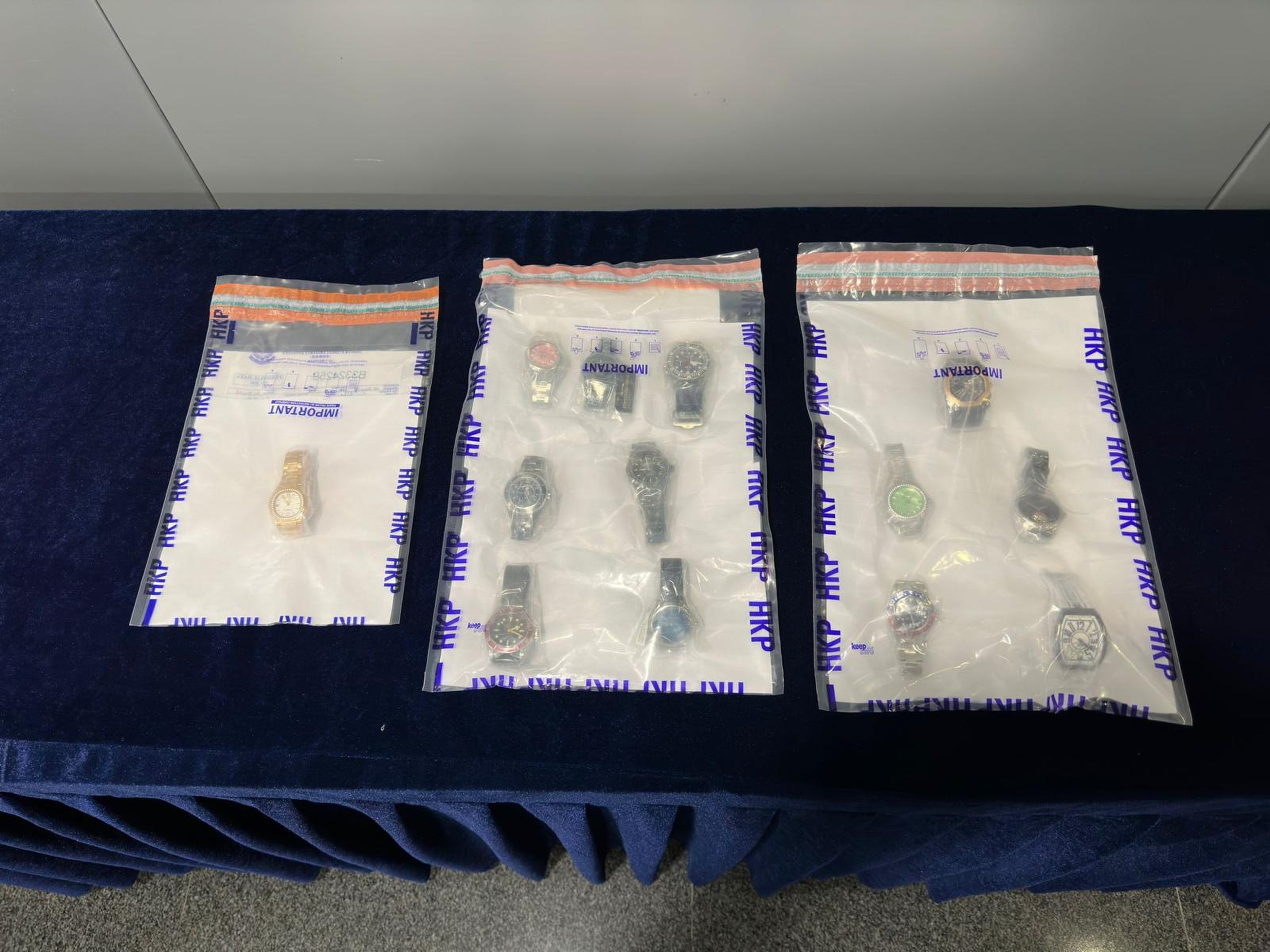Watches alleged to have been stolen in a HK$6.1 million smash-and-grab raid on an upmarket watch store in Causeway Bay last month. Photo: Handout