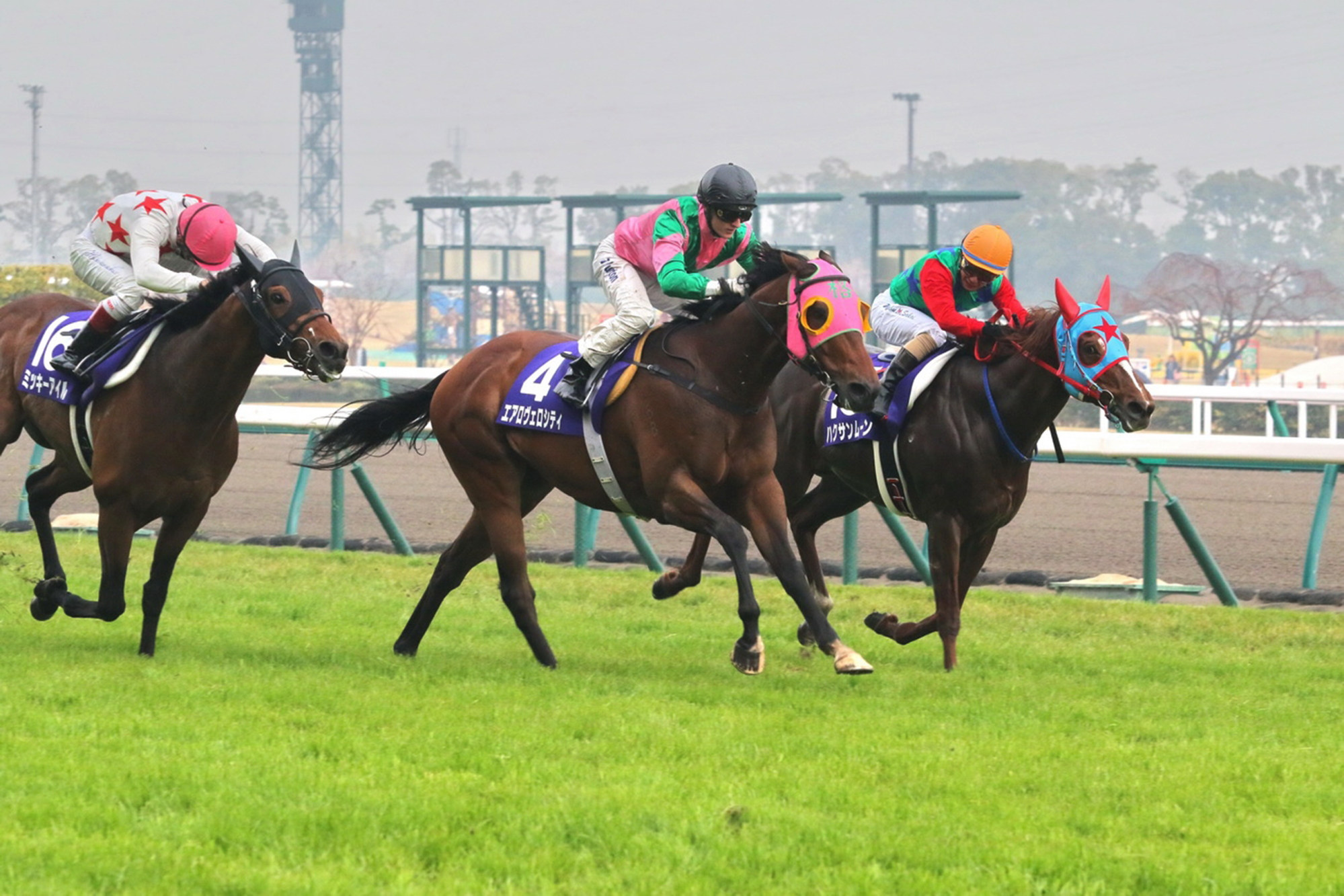 Aerovelocity, ridden by Zac Purton, wins the Takamatsunomiya Kinen in 2015 for trainer Paul O’Sullivan.